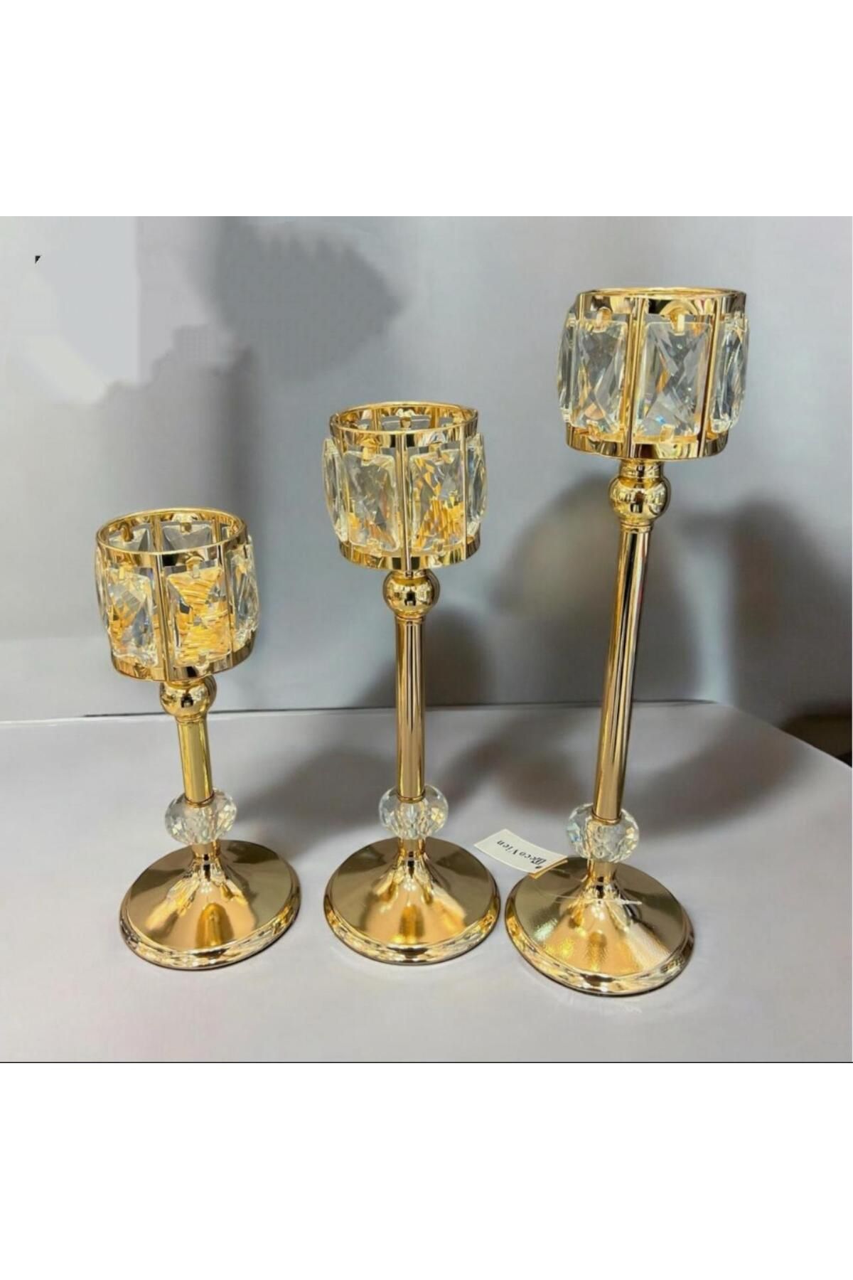decovien KRİSTAL TAŞLI 3 LÜ ŞAMDAN & MUMLUK