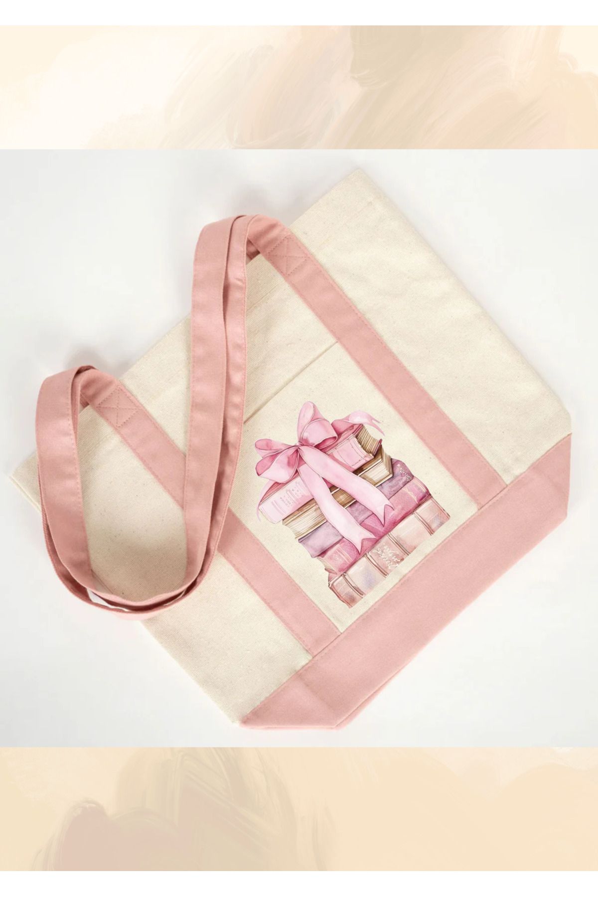 WHB Trend Kanvas Çanta 40x35x12cm -Ön Cep 17x20 cm- Pembe Renkli Kulp