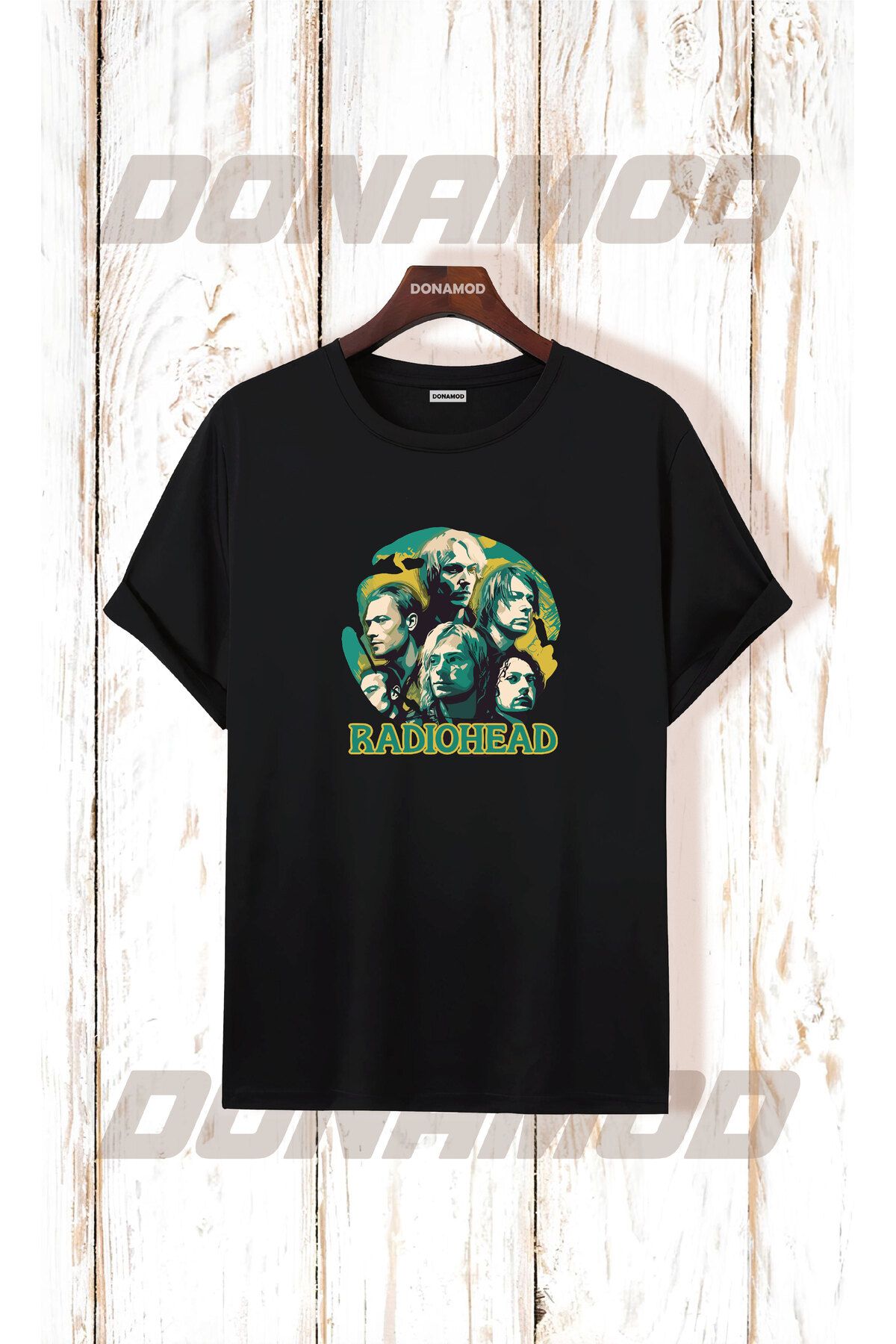 donamod Siyah Beyaz Oversize Radiohead Rammstein Angel Opeth Burzum Rock Metal Black Müzik Tişört T shirt