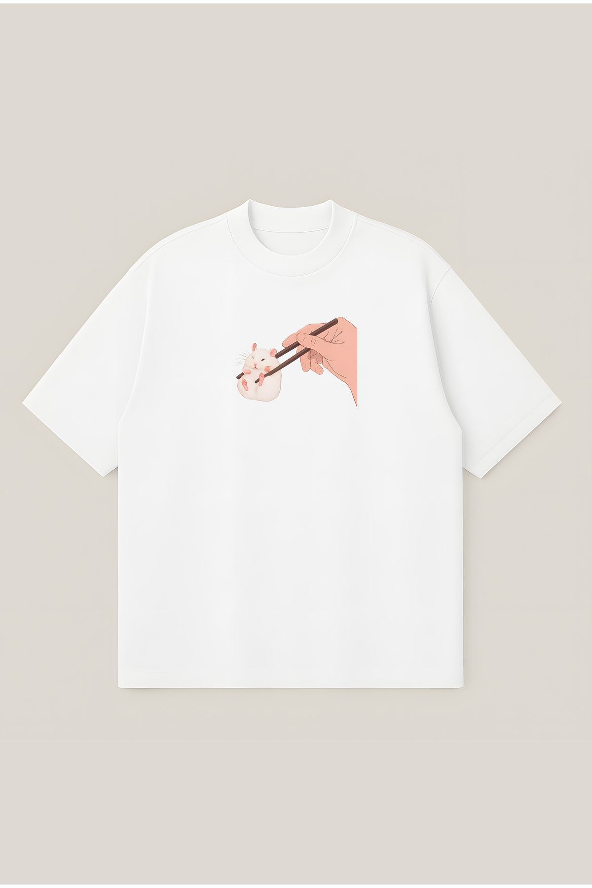 Moon Dancer Lokmalık Hamster Unisex Oversize Baskılı Boxy Fit Kalın Kumaşlı T-shirt