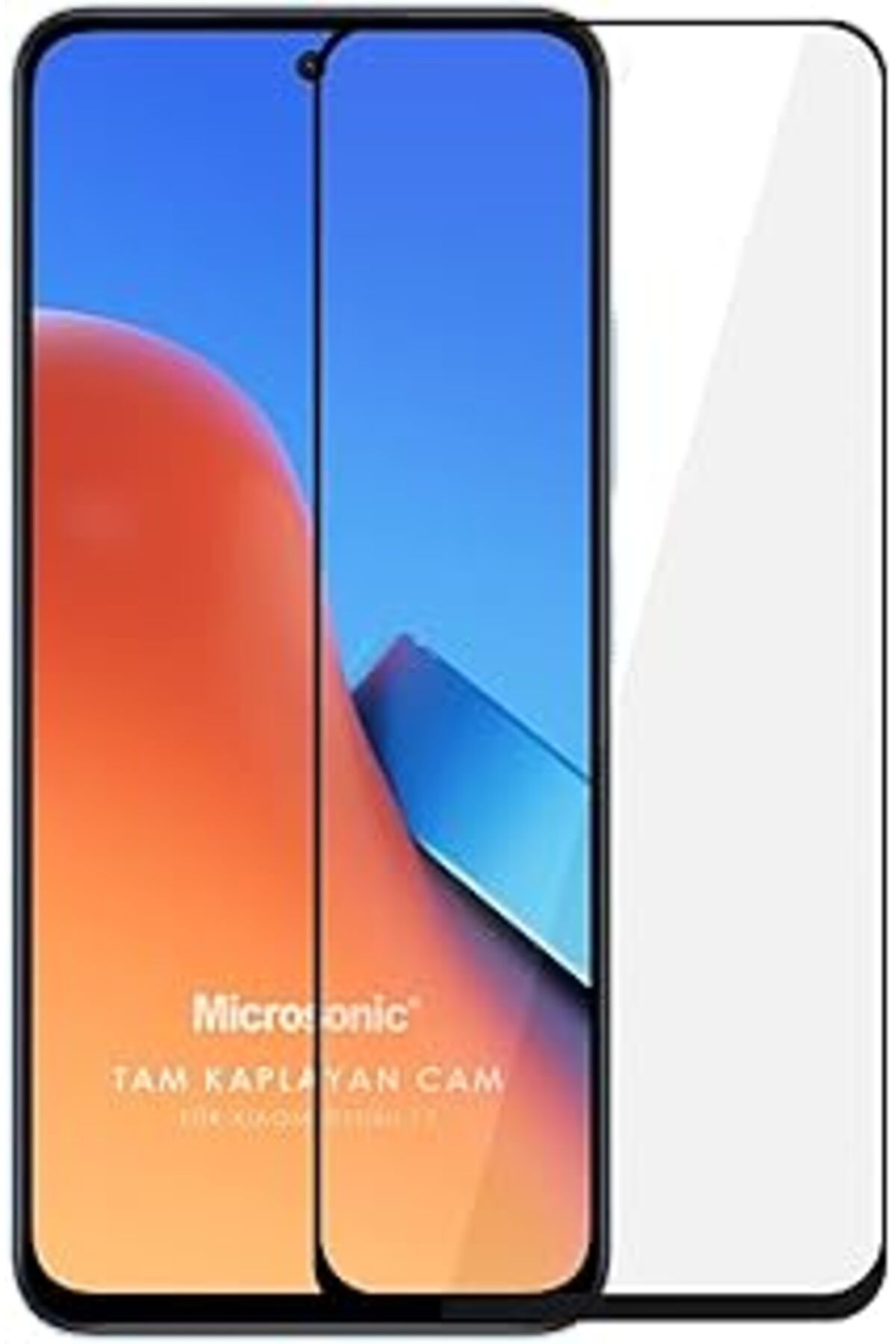 TBSProjects Microsonic Xiaomi Redmi 12 Tam Kaplayan Temperli Cam Ekran Koruyucu Siyah