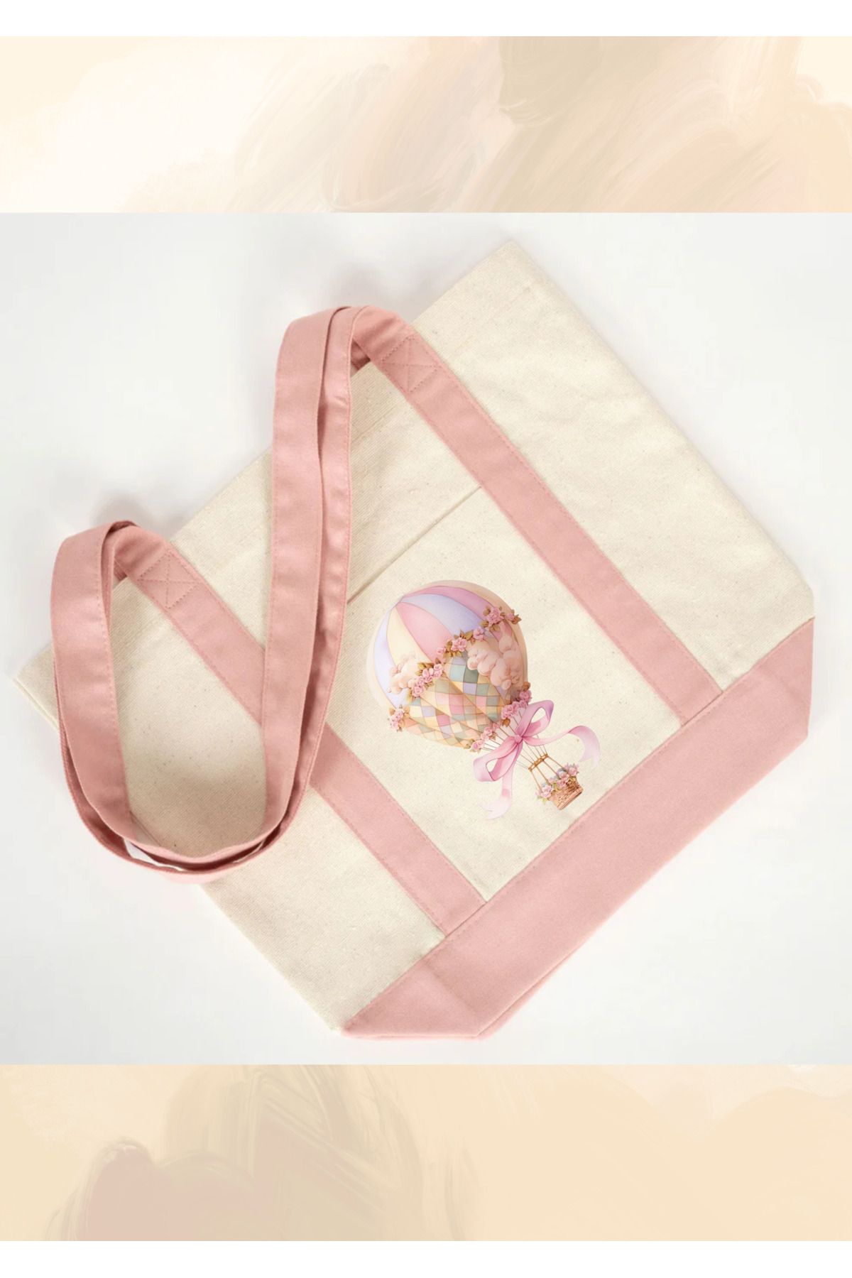 WHB Trend Kanvas Çanta 40x35x12cm -Ön Cep 17x20 cm- Pembe Renkli Kulp