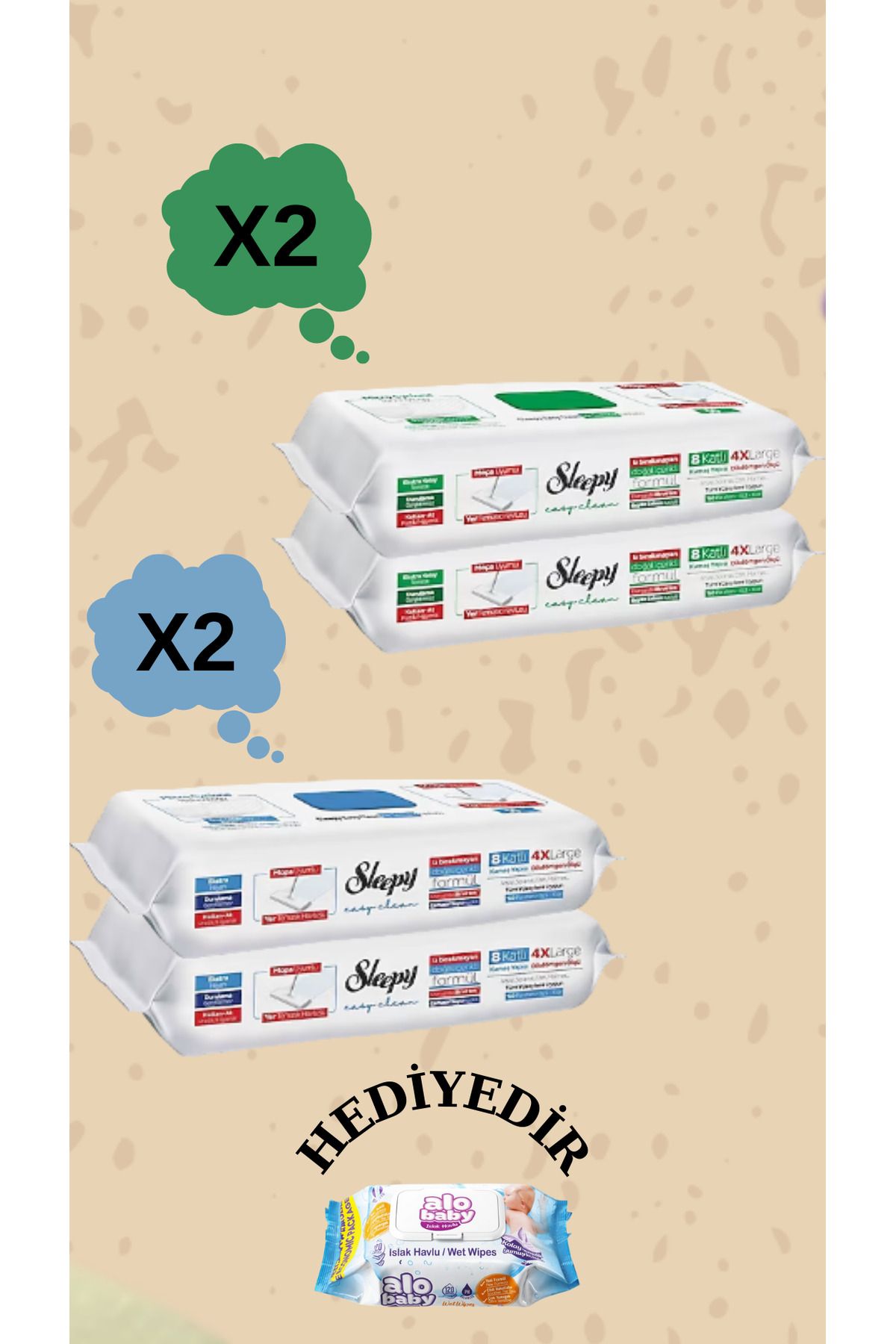 Sleepy Beyaz Sabunlu Ve Çamaşır Suyu 4xl Mopa Uyumlu 400 Yaprak Yüzey Temizlik Havlusu