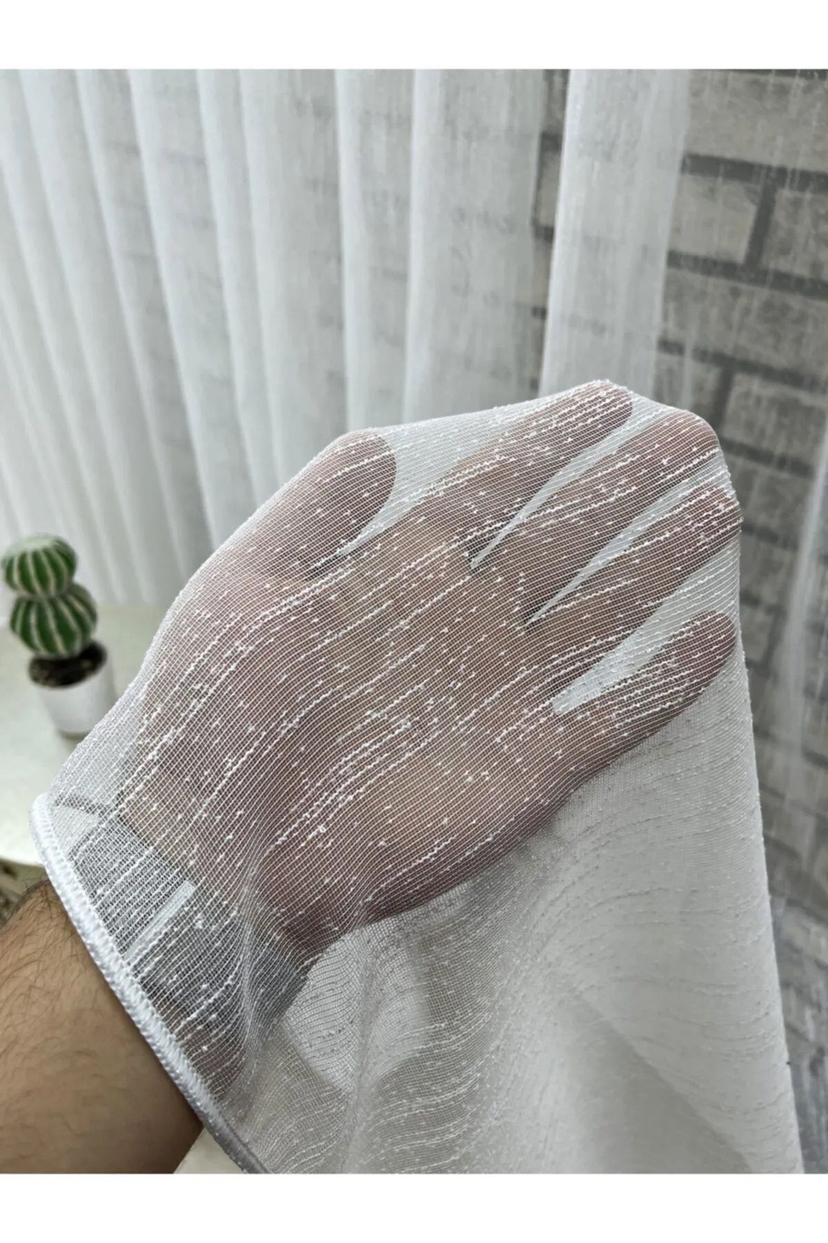 Taç Taç Keten Şantuklu Düz Tül 1/3 Kat Sık Pileli Ütü İstemeyen Tül Perde