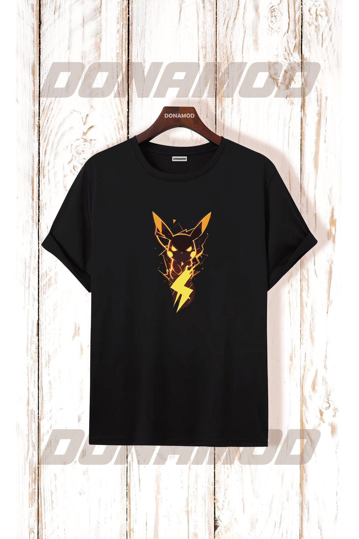 donamod Pikachu Pikaçu Pokemon Maske Çizgi Film Sarı Tasarımlı Hediye Arkadaş Tişört T shirt