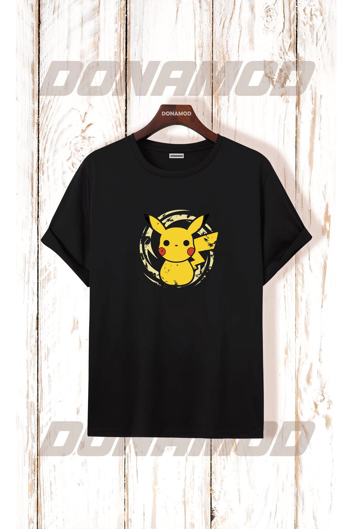 donamod Pikachu Pikaçu Pokemon Maske Çizgi Film Sarı Tasarımlı Hediye Arkadaş Tişört T shirt