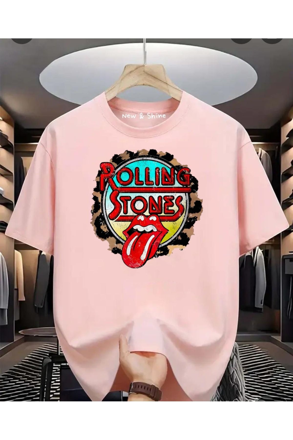 New Shine Rolling Stones Baskılı Oversize T-Shirt