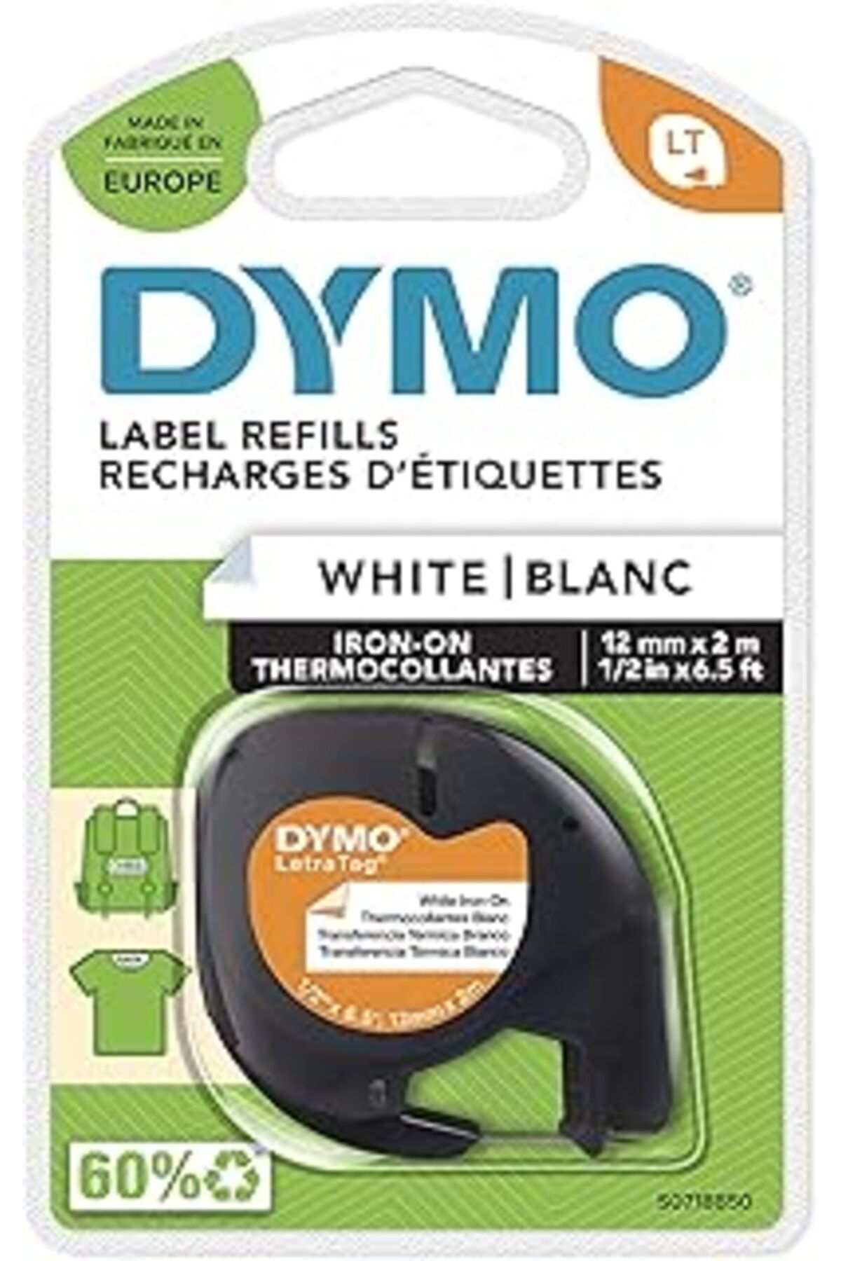 Mu Art Ahşap Dymo S0718850, Letratag Ütü Transfer Şerit (12 Mm X 2 Mt), Beyaz