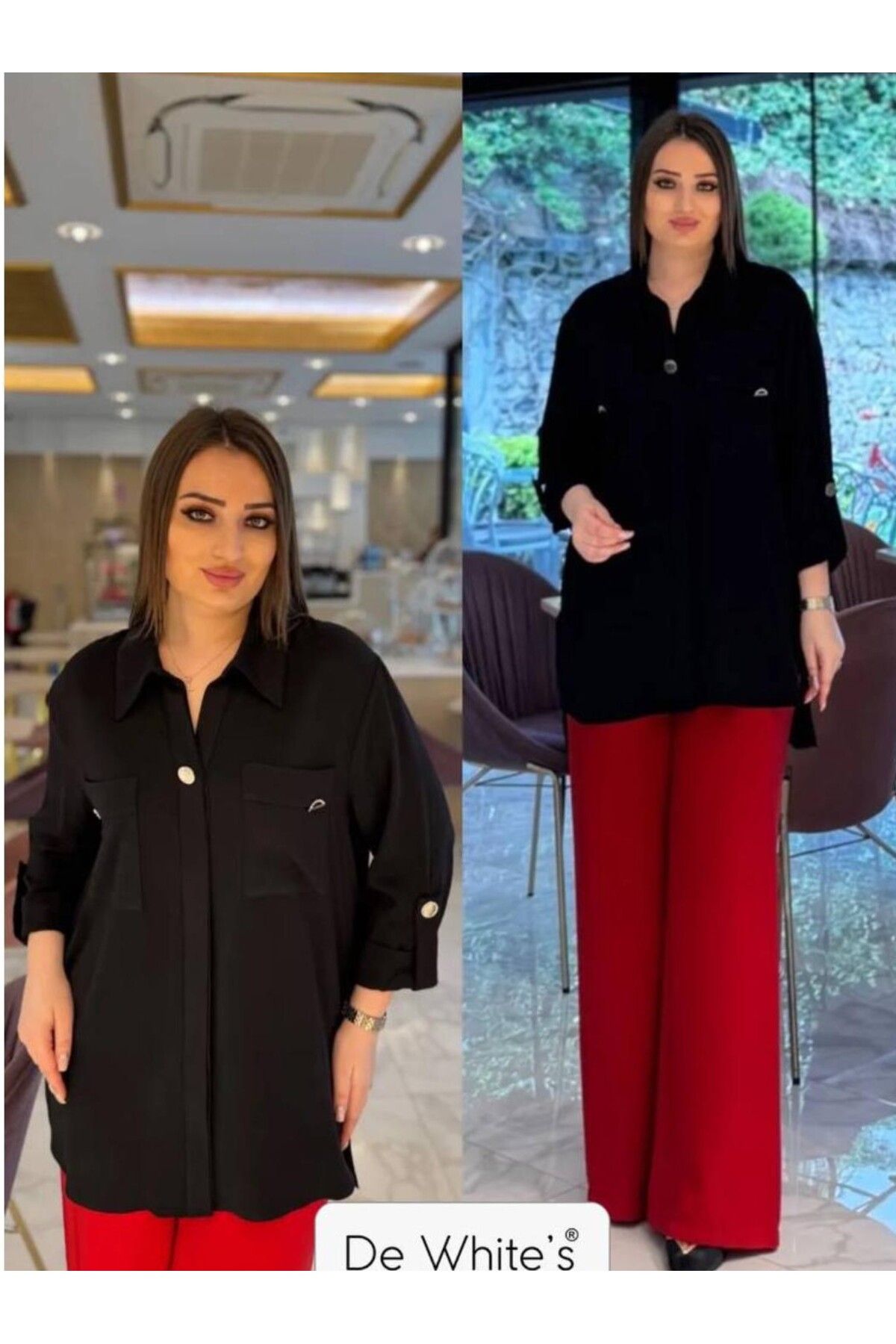 DE WHITES BÜYÜK BEDEN ÇİFT CEPLİ RAHAR KALIP GÖMLEK