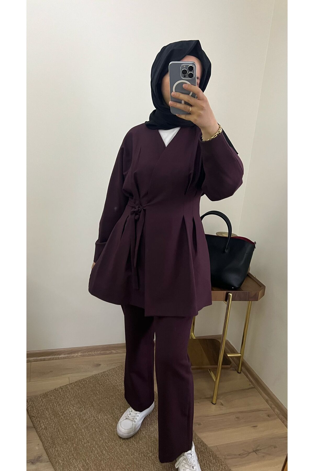 Line By Touches Belden Oturtmalı Bağlama Detaylı Tunik Pantolon Takım