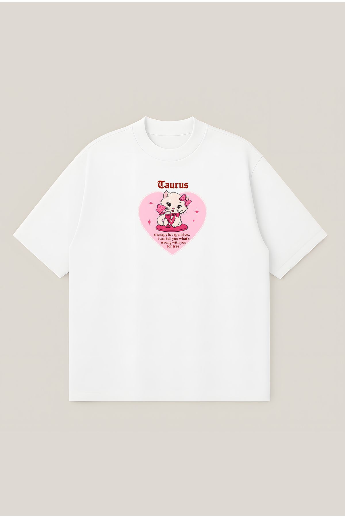 Moon Dancer Taurus Unisex Oversize Baskılı Boxy Fit Kalın Kumaşlı T-shirt