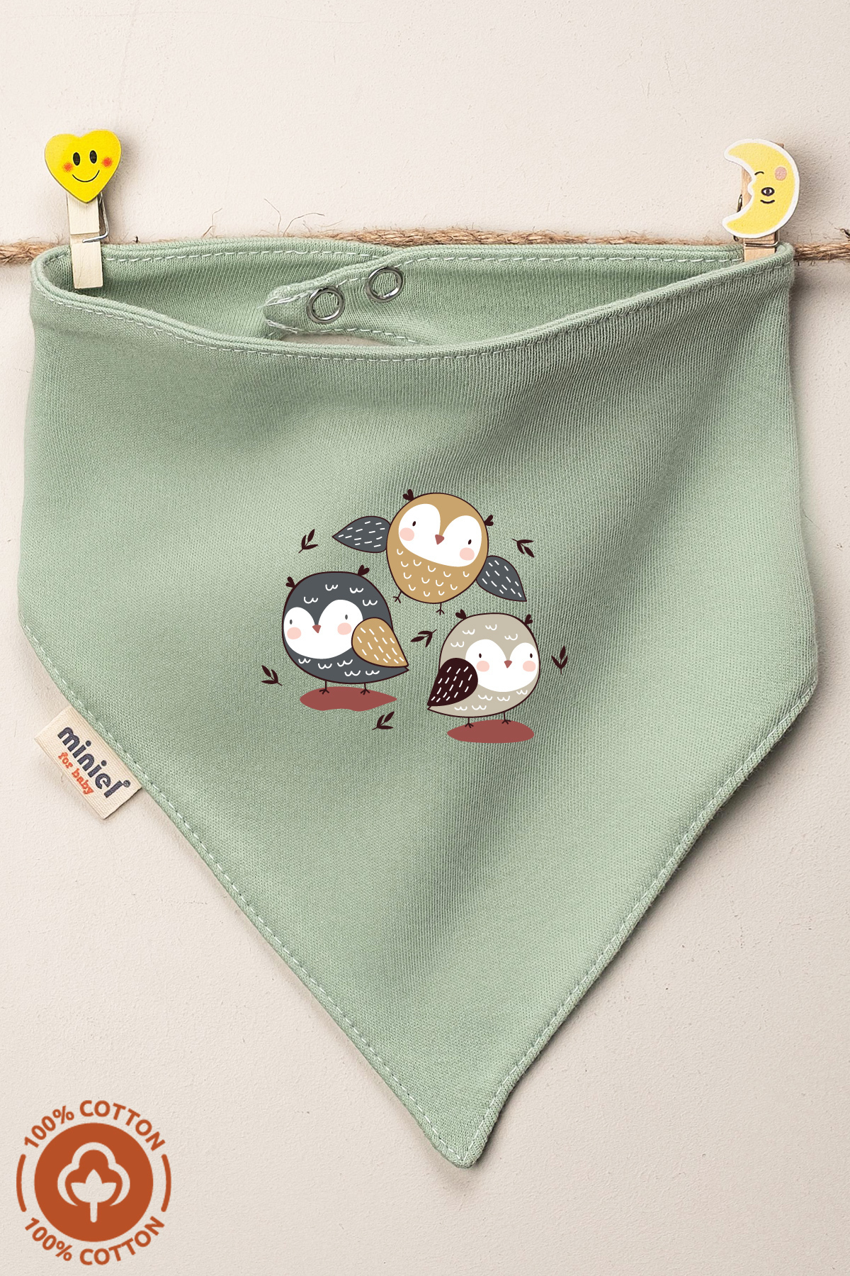 Miniel Kız Bebek Yenidoğan Penye Organik Pamuklu Baskılı Bebek Önlüğü 6'lı Set fotoğrafı 3 (önizleme)