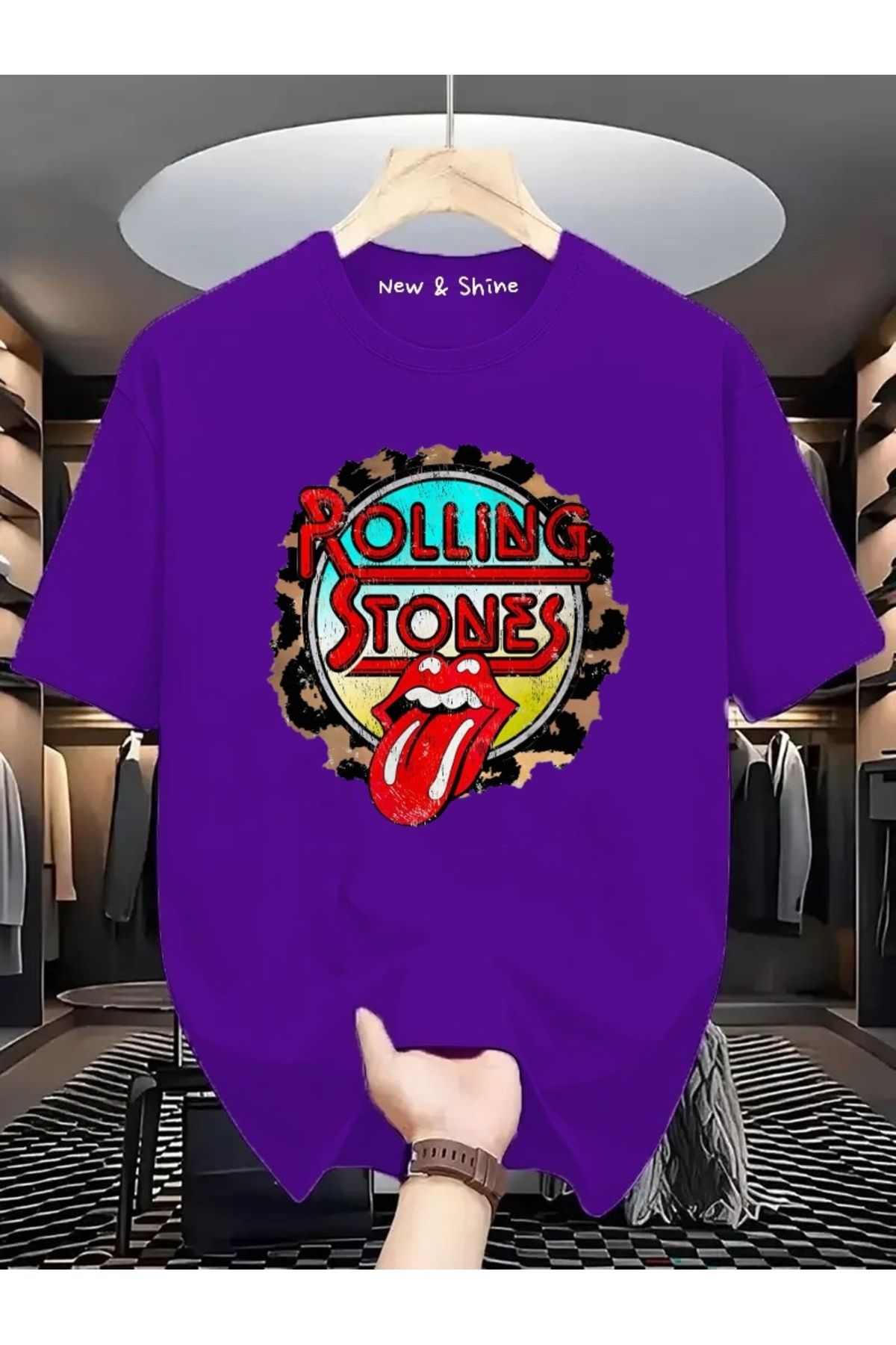 New Shine Rolling Stones Büyük Beden Oversize T-Shirt