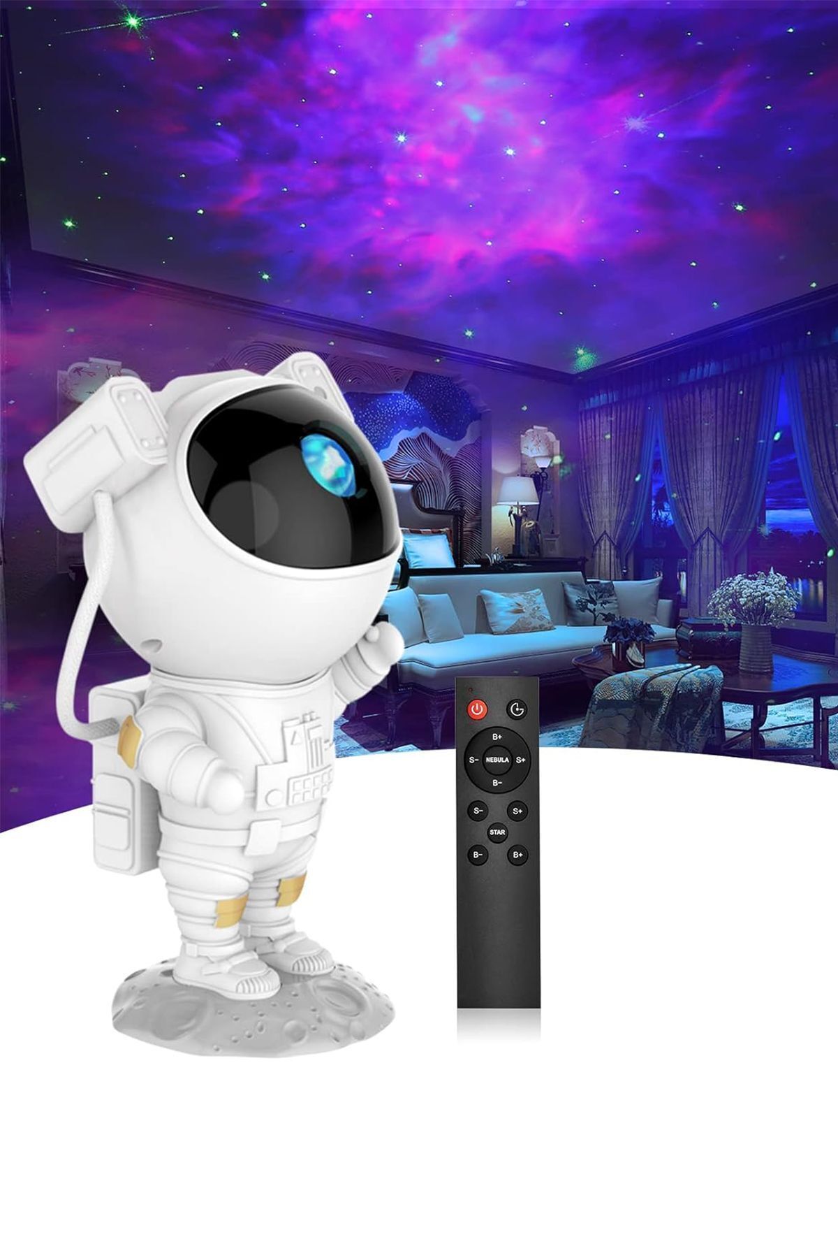 tafce Projektör Gece Masa Lambası Galaxy Gökyüzü Projeksiyon Kumandalı Hediyelik Tavan Çocuk Odası Balkon