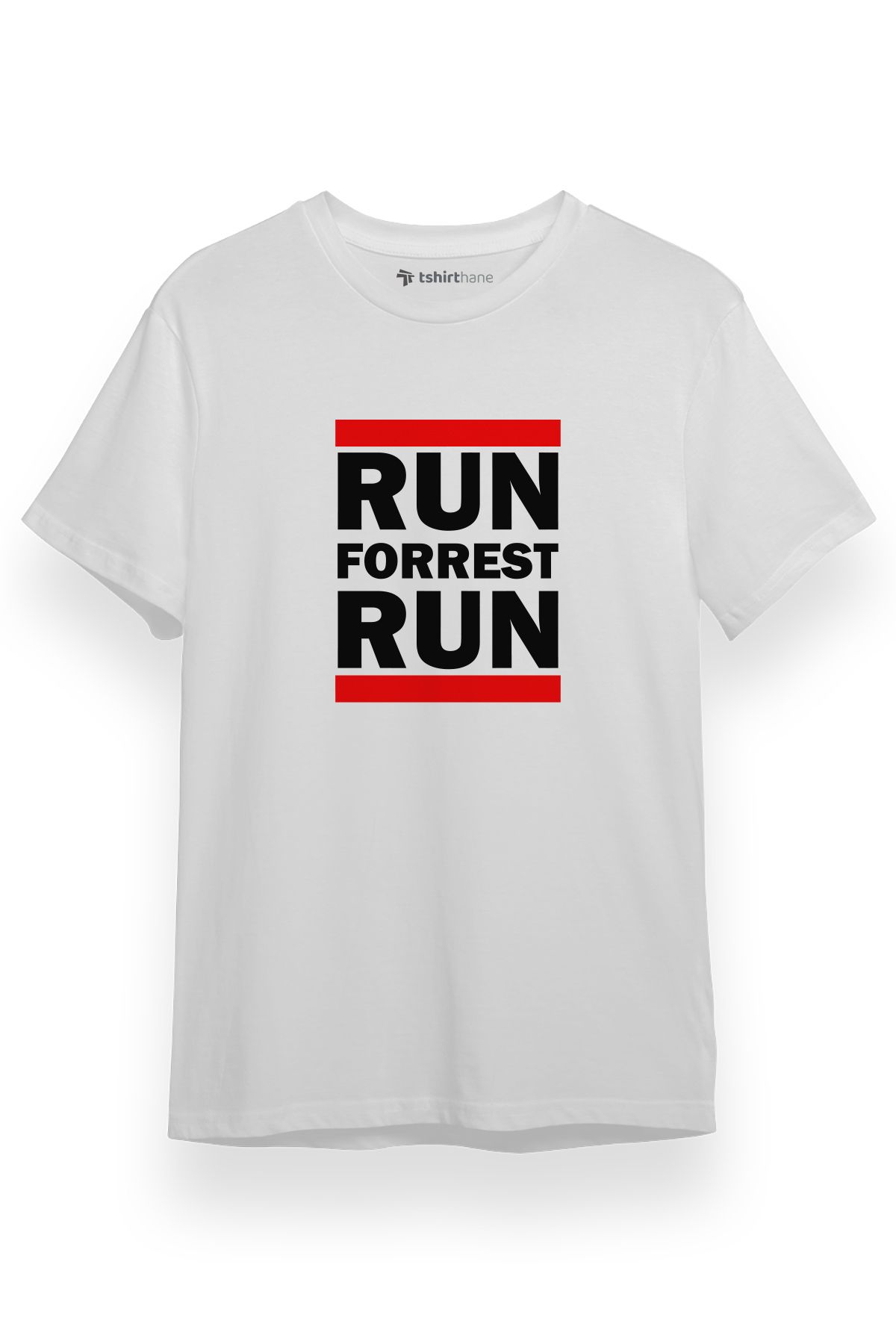 Tshirthane-Forrest Gump Run Forrest Run Λευκό κοντομάνικο ανδρικό μπλουζάκι 1