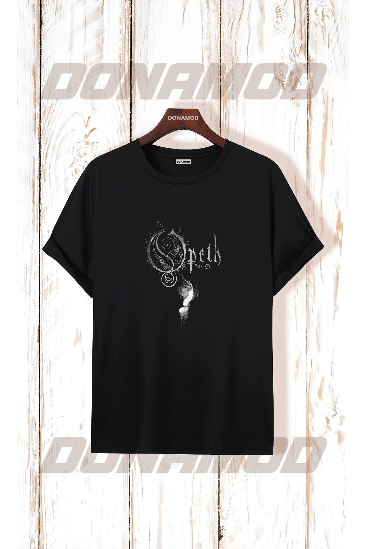 donamod Siyah Beyaz Oversize Opeth Rammstein Angel Radiohead Burzum Rock Metal Black Müzik Tişört T shirt
