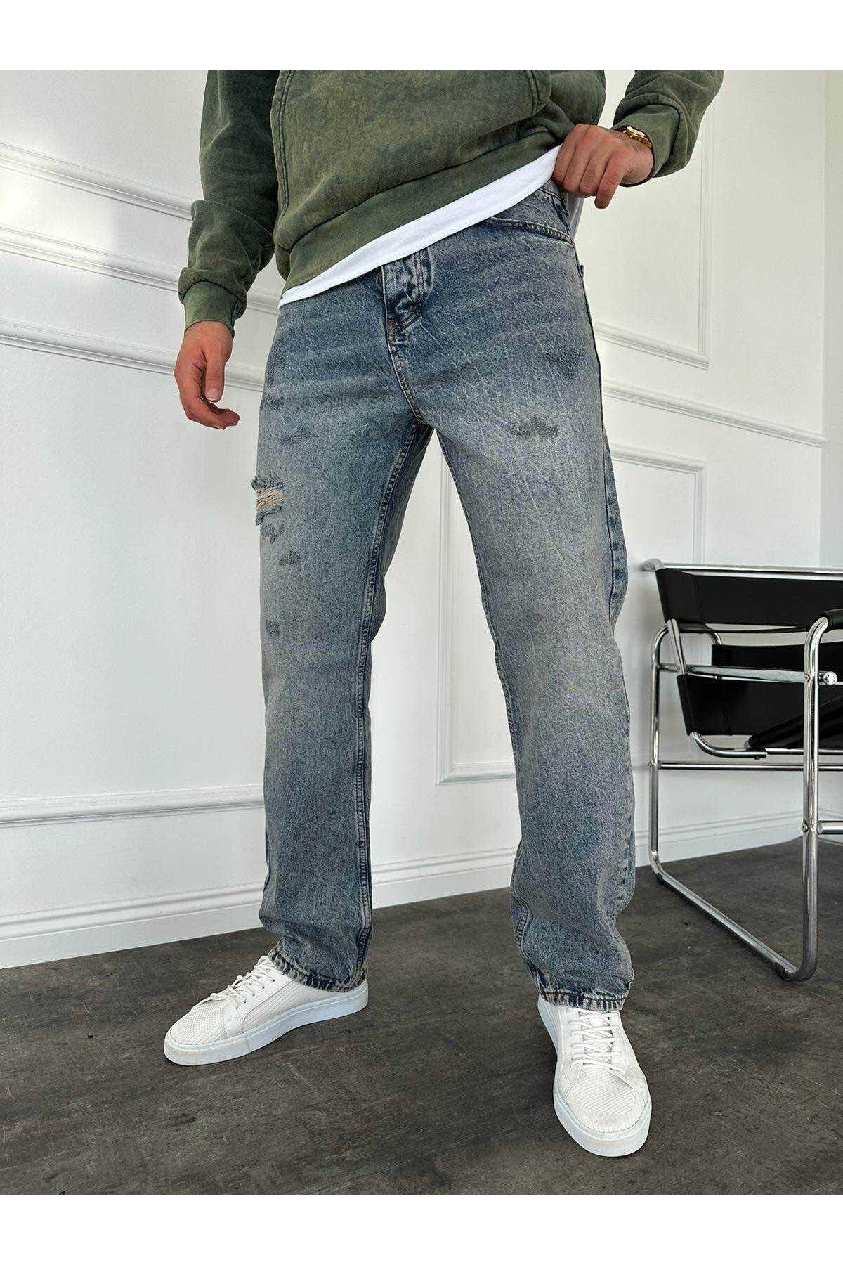 Casualmen32 Yırtık Detay Yıkamalı Baggy Jean