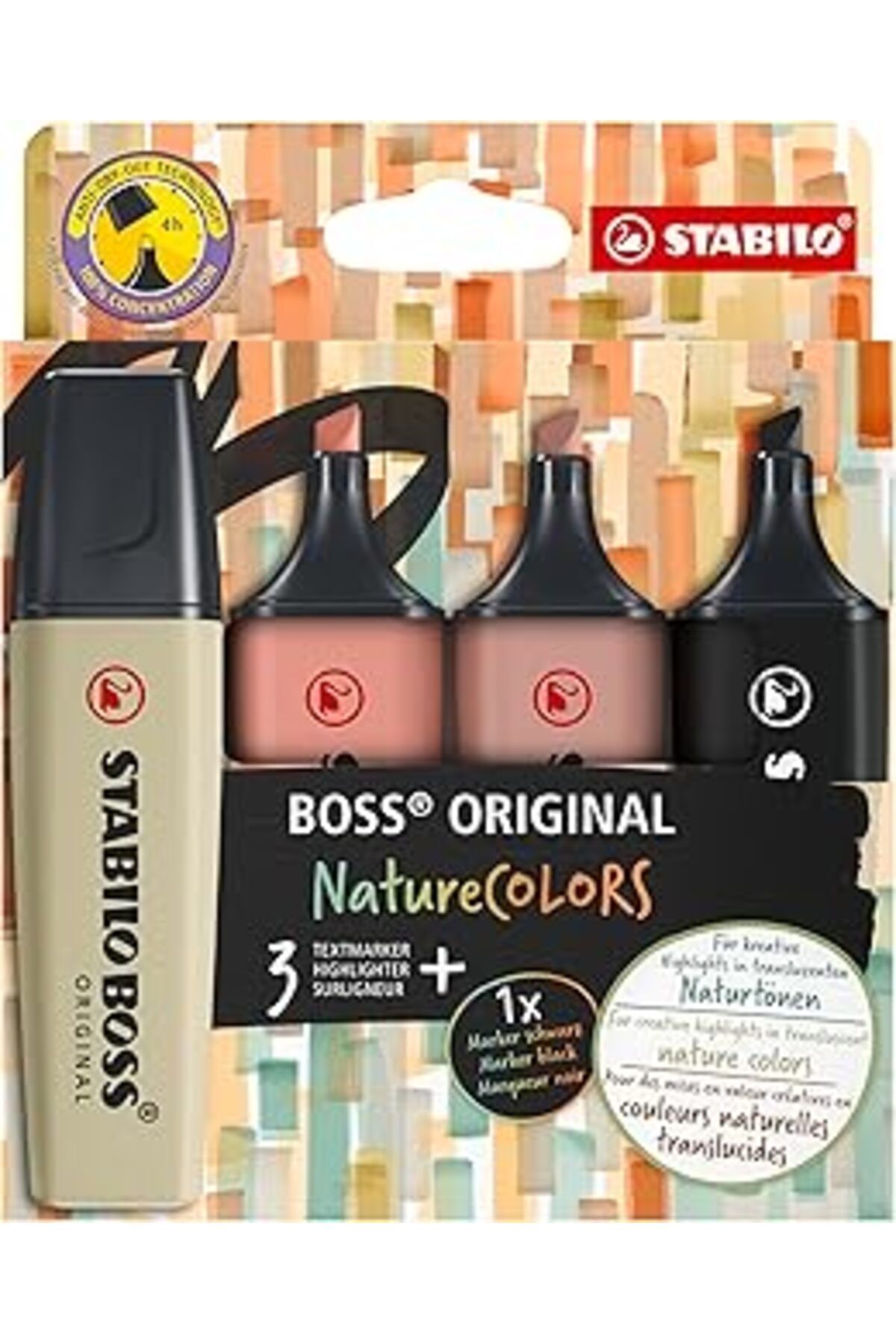 Mu Art Ahşap Original Naturecolors - Fosforlu Kalem - 4'Lü Paket - Çeşitli Renkler