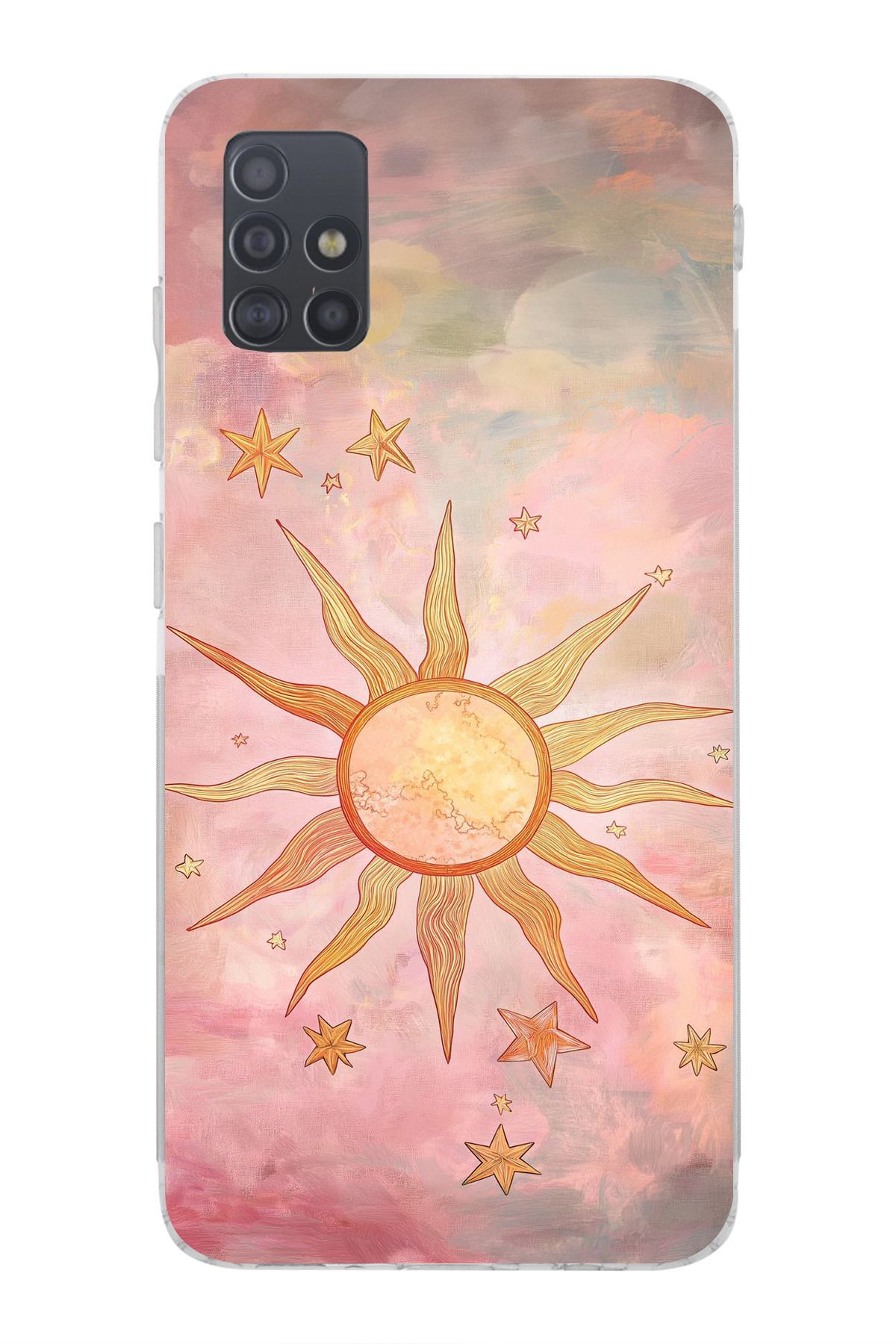 moonset Samsung Galaxy A51 Uyumlu Güneş Tasarımlı Baskılı Şeffaf Telefon Kılıfı