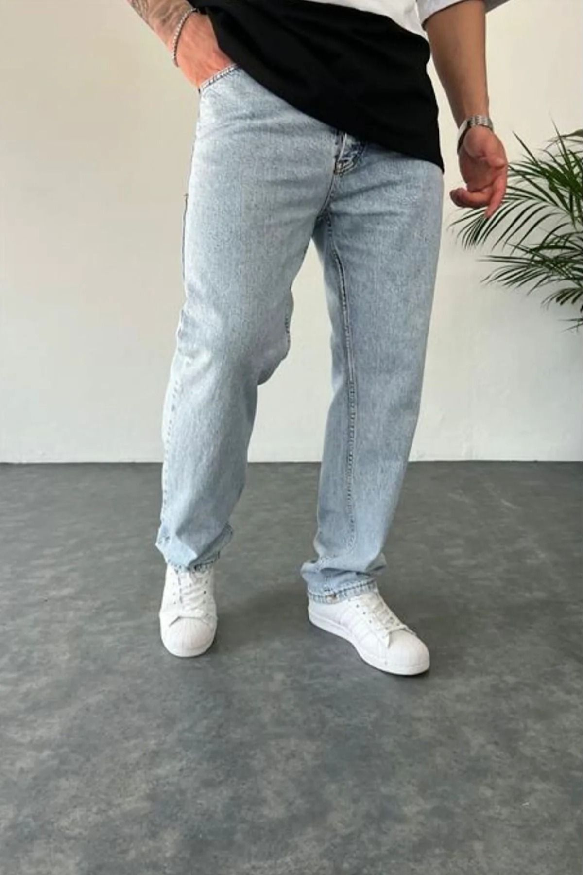 G Wear Eskitme Buz Mavi Baggy Pantalon