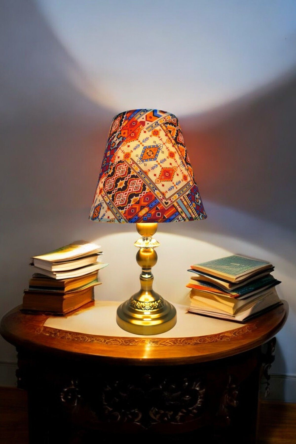 Göksu Lighting ETNİK DESEN LÜX KUMAŞ GECE VE MASA LAMBASI