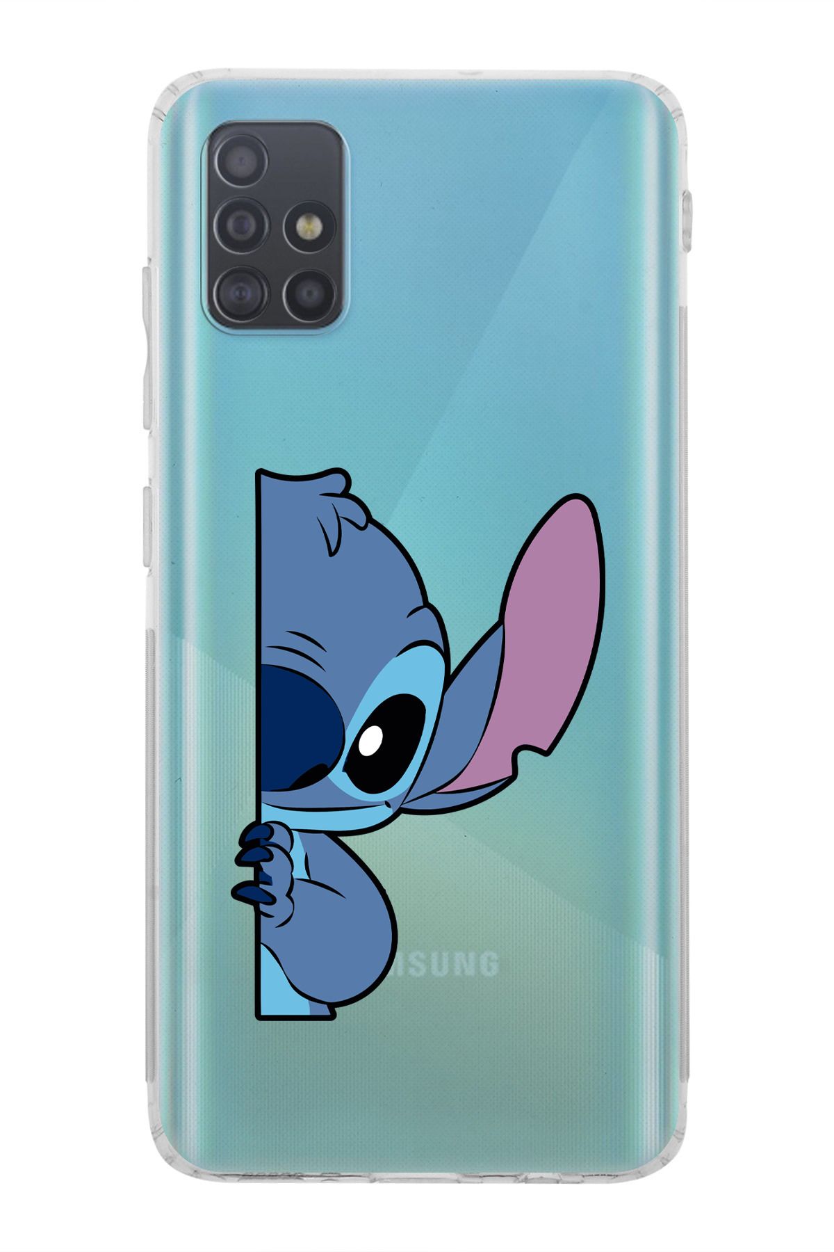 moonset Samsung Galaxy A51 Uyumlu Stitch Tasarımlı Baskılı Şeffaf Telefon Kılıfı