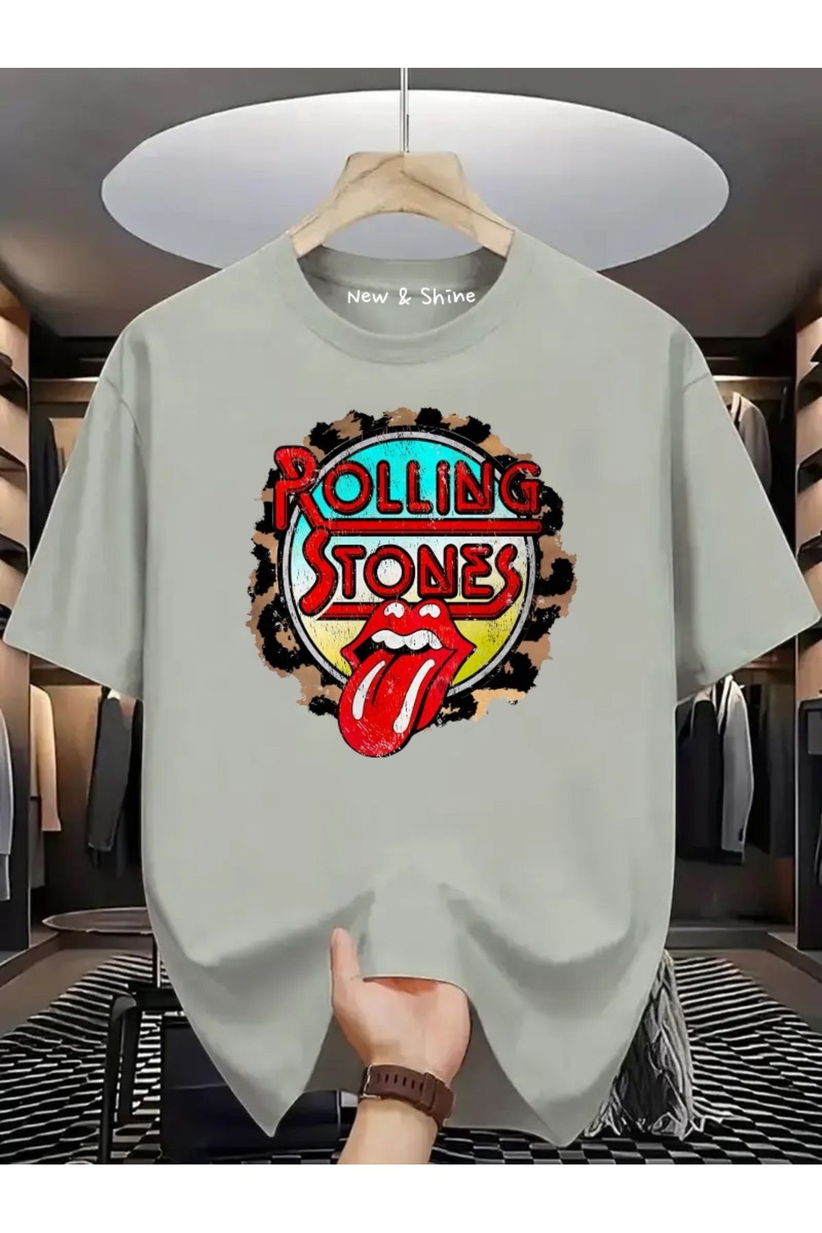 New Shine Rolling Stones Büyük Beden Oversize T-Shirt
