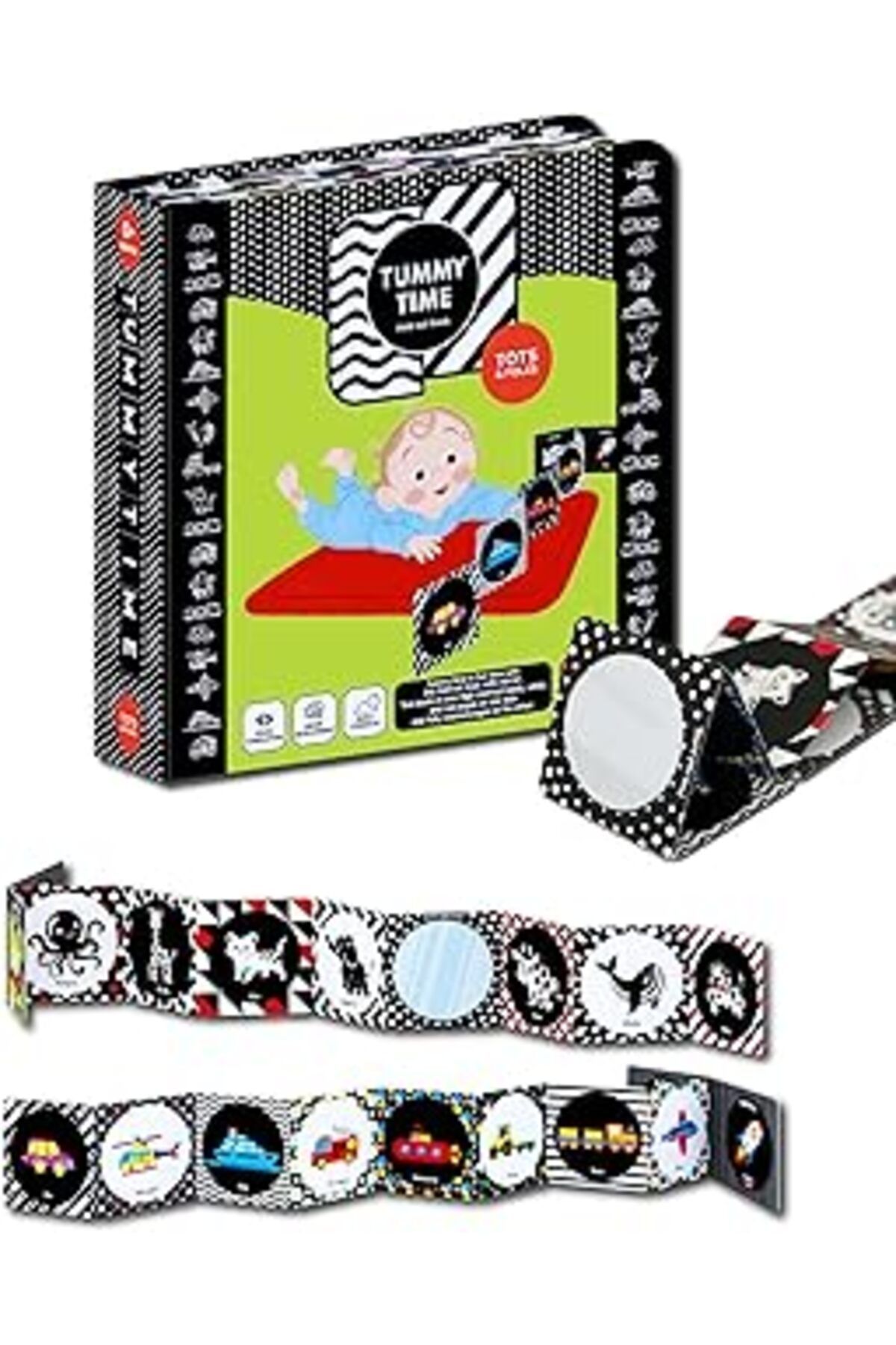 karadağsb Tots & Folks Tummy Time Fold Out Book With Mirror - Tummy Time Bebek Aynası Ve Katlanır Kitap