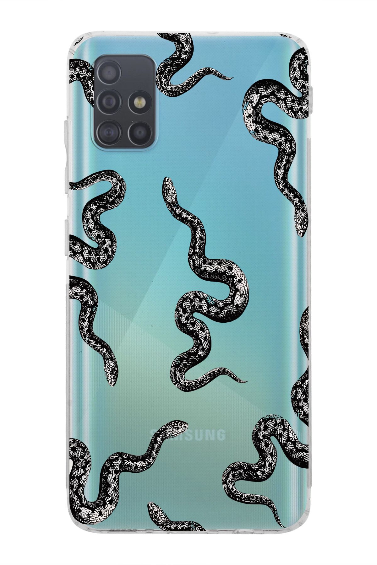 moonset Samsung Galaxy A51 Uyumlu Yılan Tasarımlı Baskılı Şeffaf Telefon Kılıfı