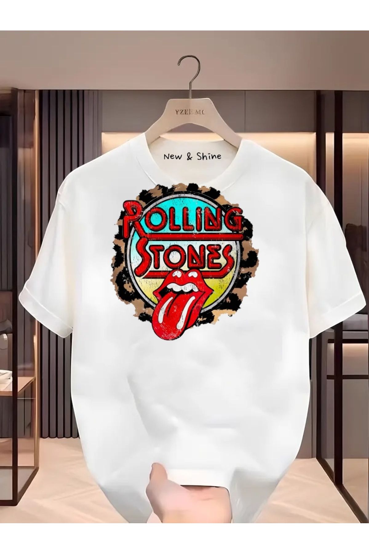 New Shine Rolling Stones Baskılı Oversize T-Shirt