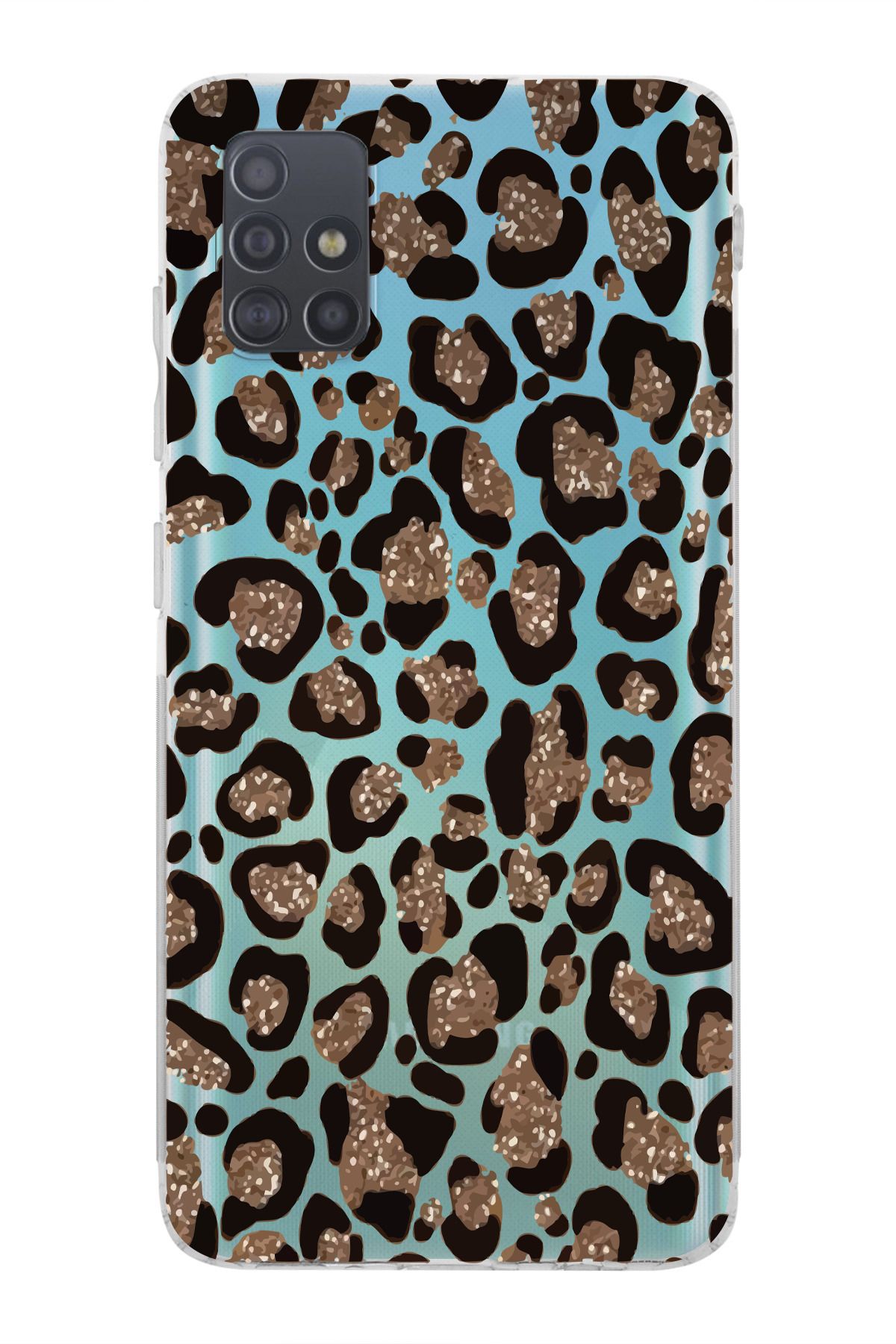 moonset Samsung Galaxy A51 Uyumlu Leopar Tasarımlı Baskılı Şeffaf Telefon Kılıfı