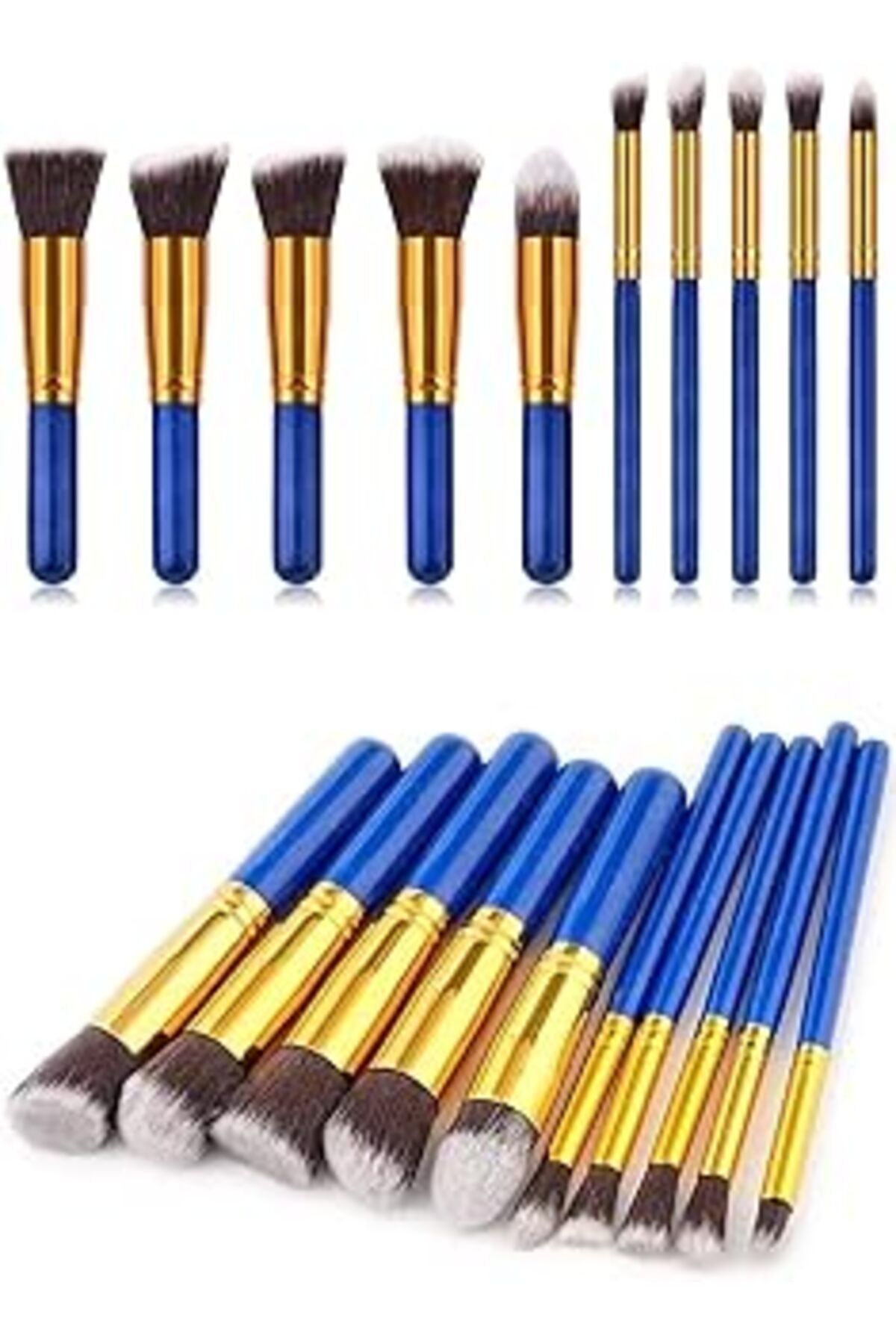 Mu Art Arsimo 10'Lu Makyaj Fırça Seti | 10 Adet Makyaj Fırçası Set Mavi