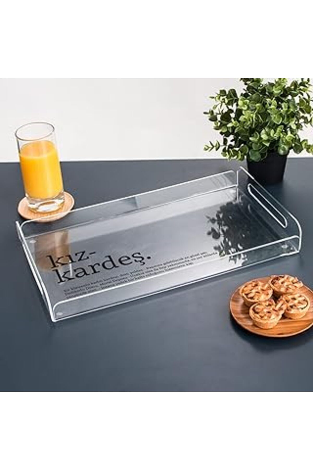karadağsb Hediyesepeti Kız Kardeş Kelime Anlamlı Hediye Akrilik Tepsi - 22 X 40 Cm - Suya Dayanıklı Tasarım
