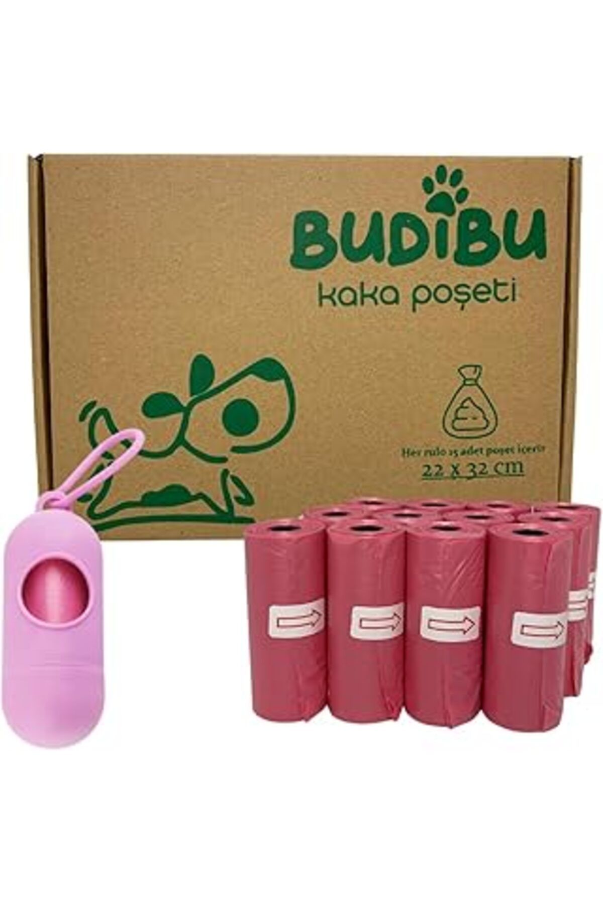 karadağsb Budibu Kedi Köpek Kaka Poşeti Evcil Hayvan Dışkı Kaka Torbası Taşıma Kapsülü Ve 12 Rulo (180 Poşet)