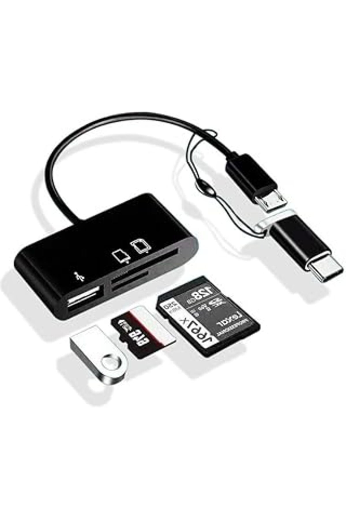 Pazarcan Type-C Micro Usb 3In1 Sd Micrsd Kart Okuyucu Otg Çevirici Kablosu