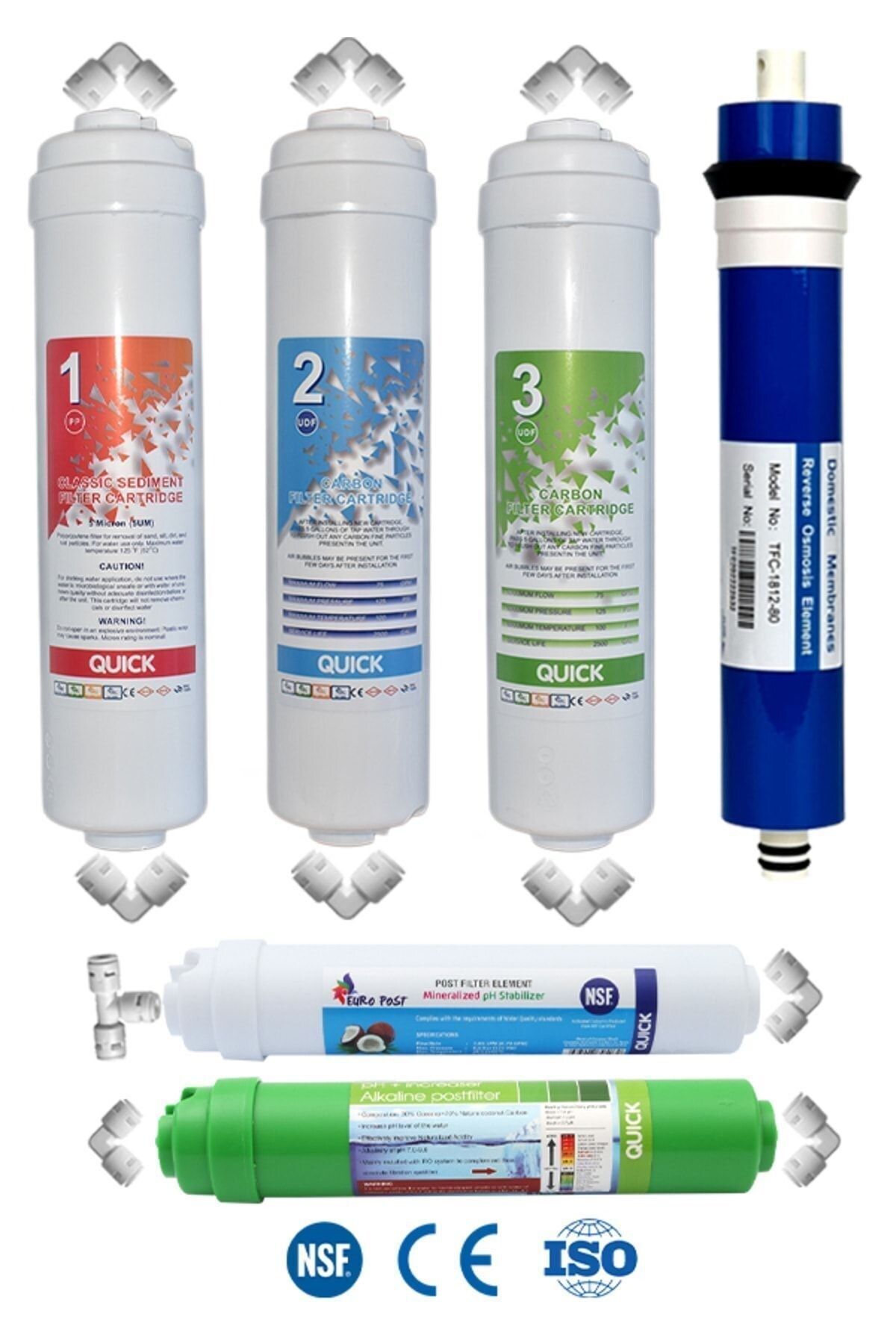 Filter Store Kapalı Kasa Inline Su Arıtma Cihazı Uyumlu 80 Gpd Domestic Membranlı 6 Aşamalı Filtre Seti