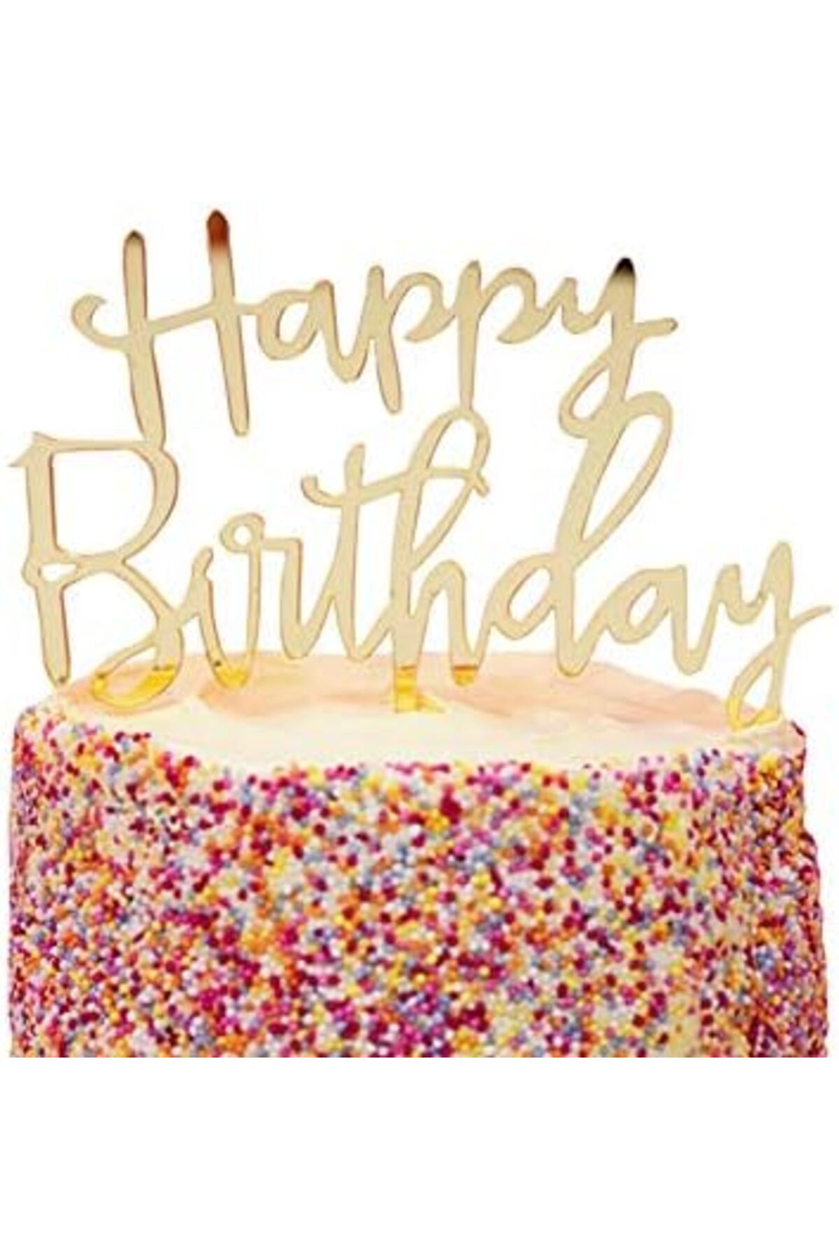Generic-Gold Acrylic Happy Birthday Cake Topper for Cake Decoration and Party Celebrations 1