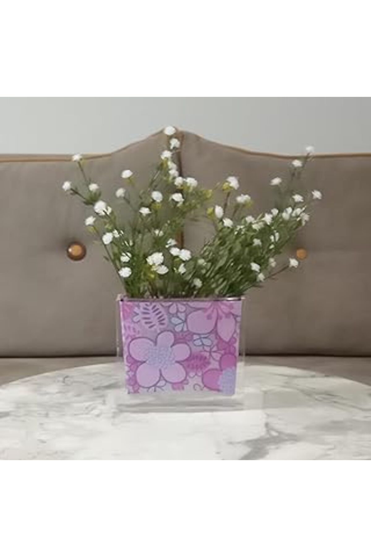 robotrend Vazo Dahil,Vazo Dahil,Vazoda Çiçek,Beyaz Yapay Çiçek,Vazo Dekoratif Pembe Çiçekli 10X15X3Cm