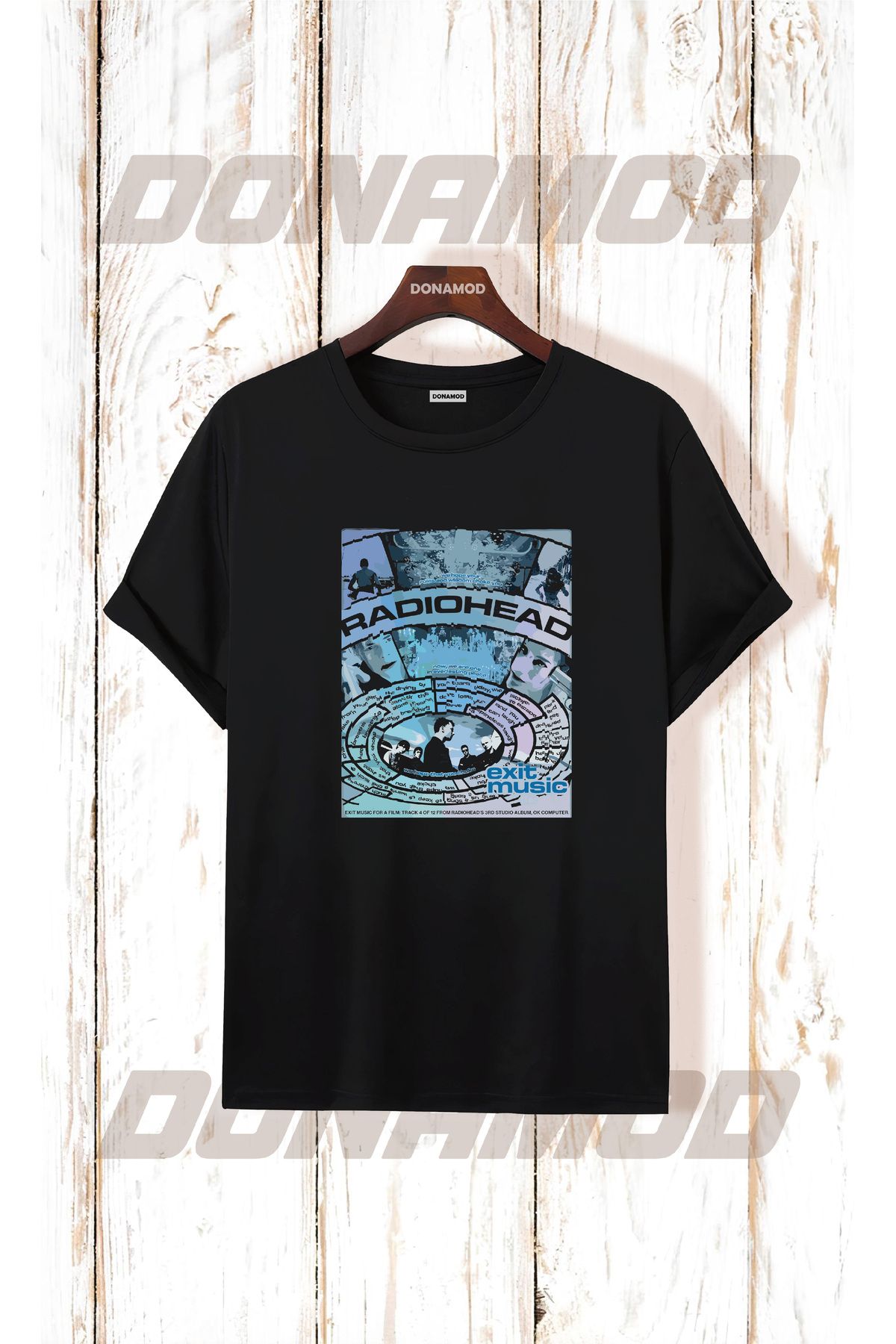 donamod Siyah Beyaz Oversize Radiohead Rammstein Angel Opeth Burzum Rock Metal Black Müzik Tişört T shirt