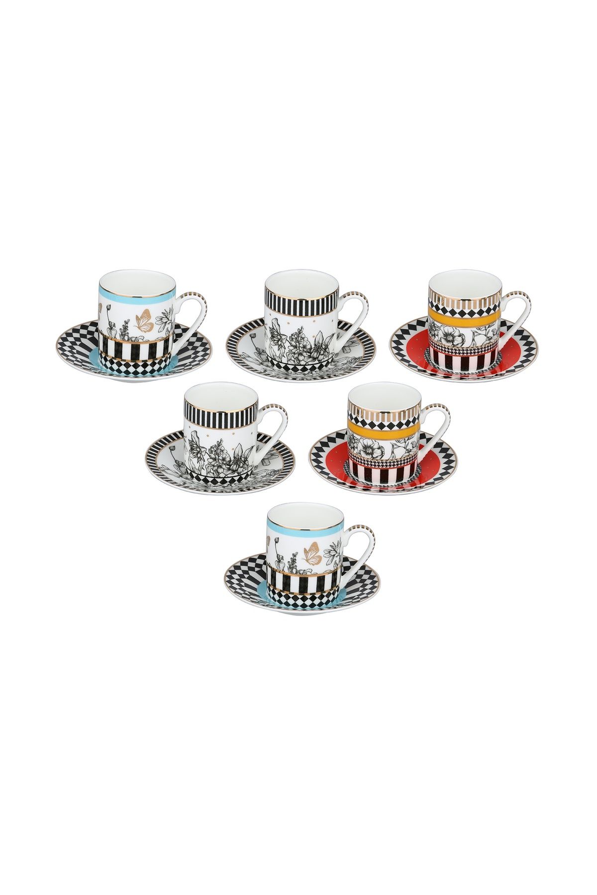 Lucky Art Maggey New Bone China Porselen 6lı Kahve Fincanı Seti