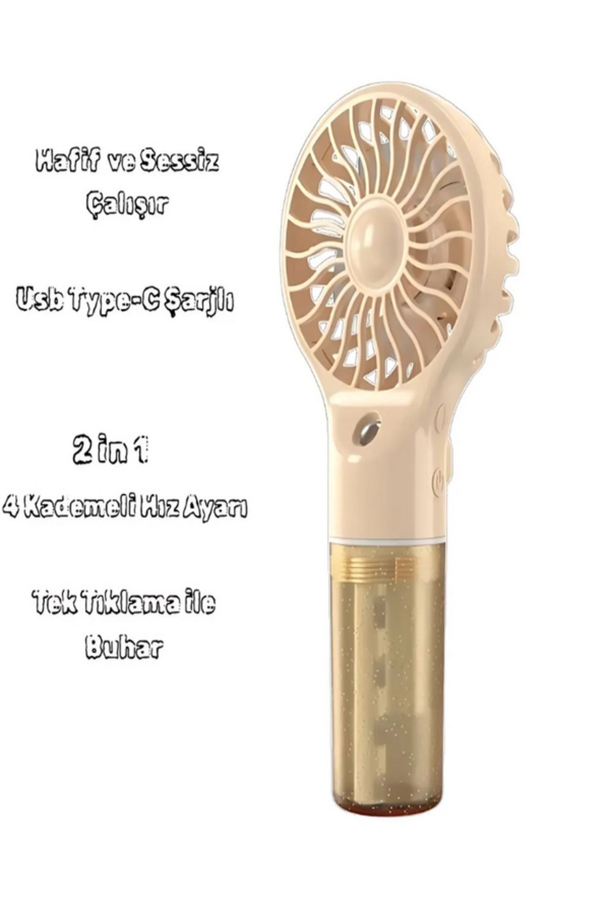 MetaForce Mini Fan Su Buharlı Taşınabilir Şarjlı Vantilatör 4 Kademe Buz Etkisi Hava Nemlendirici 500mA 5W Usb