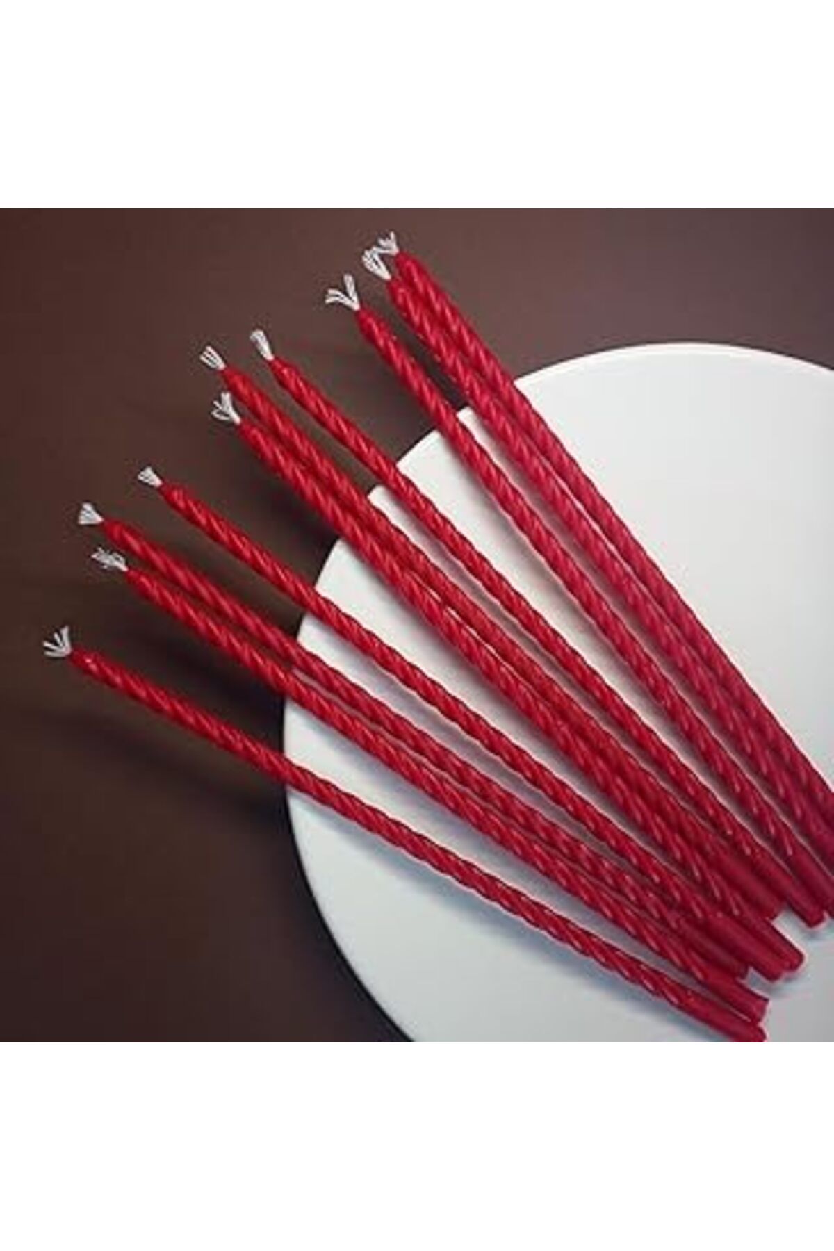 NETWORK ART Petekoğlu Balmumu Mum (10 Adet Kırmızı) 24Cm Burgulu Dilek Mumu Doğal Petek İnce Uzun Parti Nişan R
