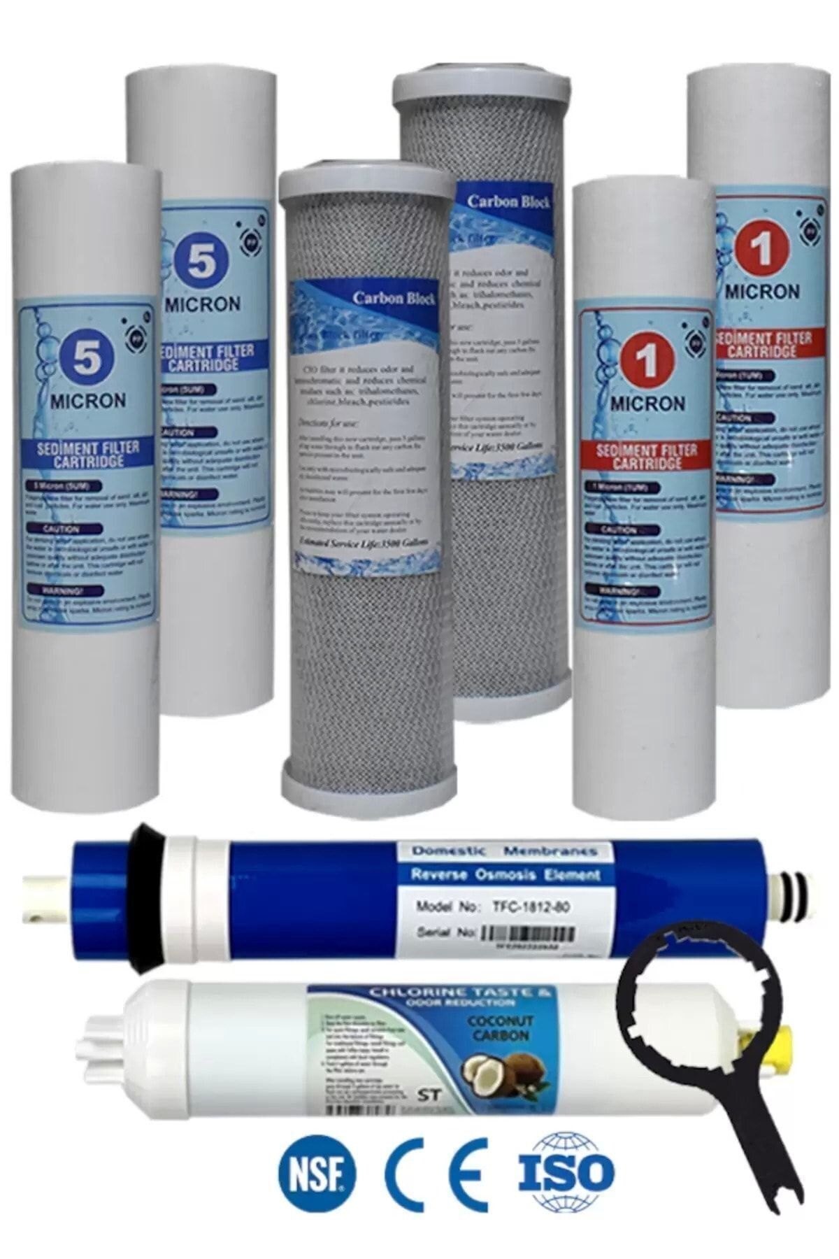 Filter Store Açık Kasa Su Arıtma Cihazı Uyumlu 5 Aşama 80 Gpd Domestic Membranlı Yıllık Bakım Filtre Seti