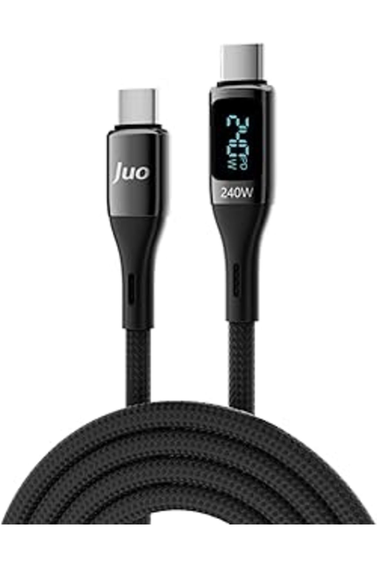Pazarcan Juo 240W Dijital Led Ekranlı E-Mark Çipli Pd 3.1 Usb Type-C To Type-C Hızlı Şarj Ve Data Kablosu 2