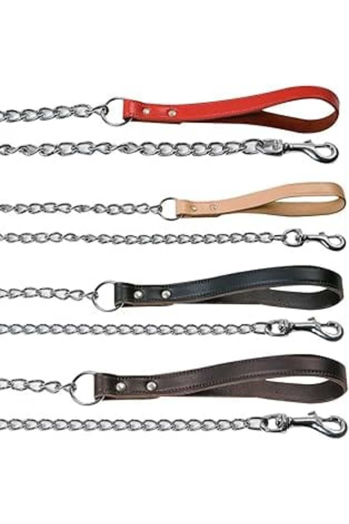 NZM TİCARET Karlie Deri Saplı Zincir Uzatma, 100 Cm/2Mm, Siyah
