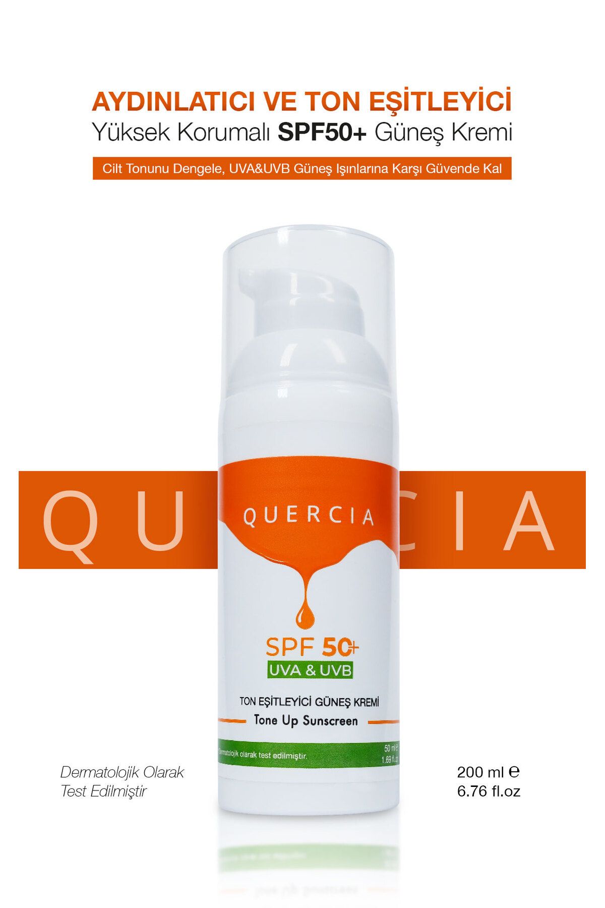 Quercia Aydınlatıcı ve Ton Eşitleyici, Yüksek Korumalı SPF50+ Güneş Kremi