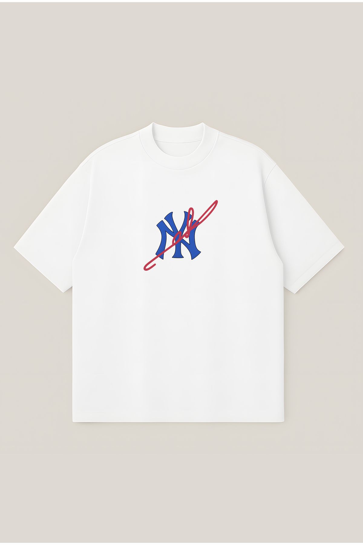 Moon Dancer Yankees Unisex Oversize Baskılı Boxy Fit Kalın Kumaşlı T-shirt
