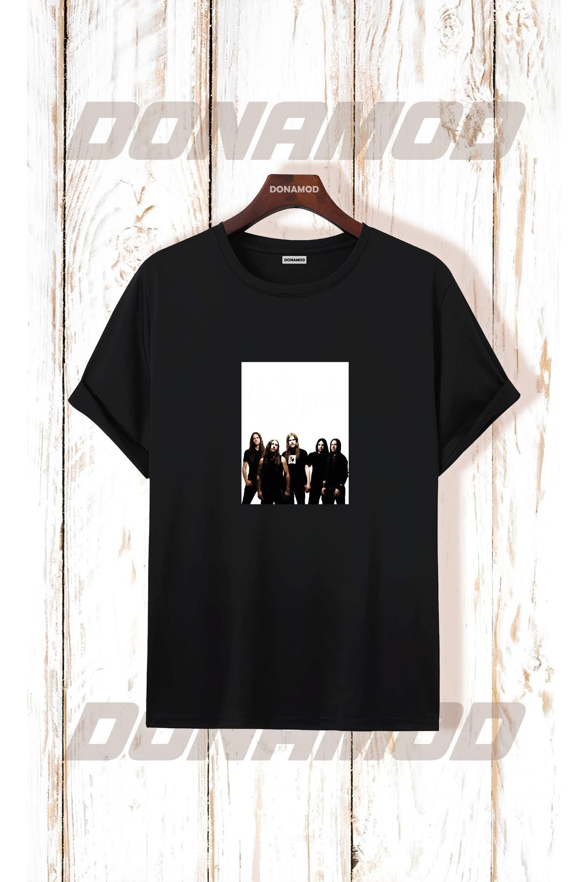 donamod Siyah Beyaz Oversize Opeth Rammstein Angel Radiohead Burzum Rock Metal Black Müzik Tişört T shirt