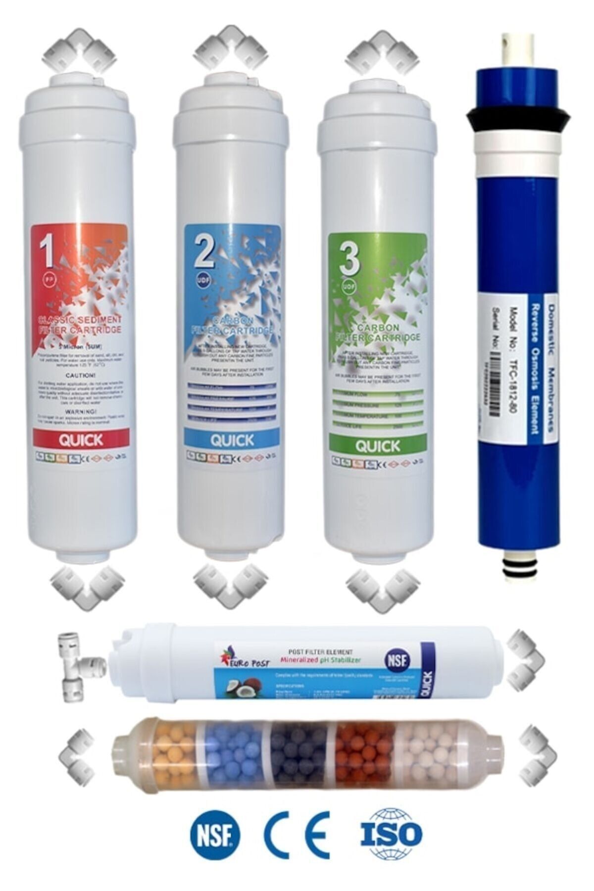 Filter Store Kapalı Kasa Inline Su Arıtma Cihazı Uyumlu 80 Gpd Domestic Membranlı Filtresi 10 Aşamalı Filtre Seti