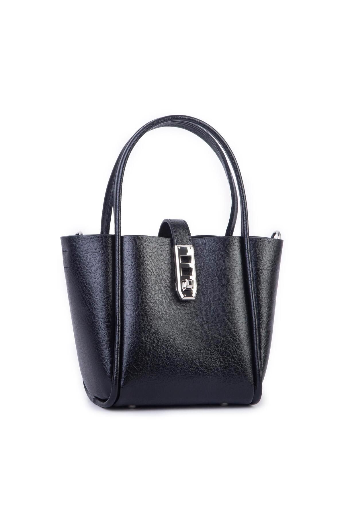 Nas Bag Orta Boy Kadın El ve Omuz Çapraz Çanta 18x20 cm Siyah Victoria